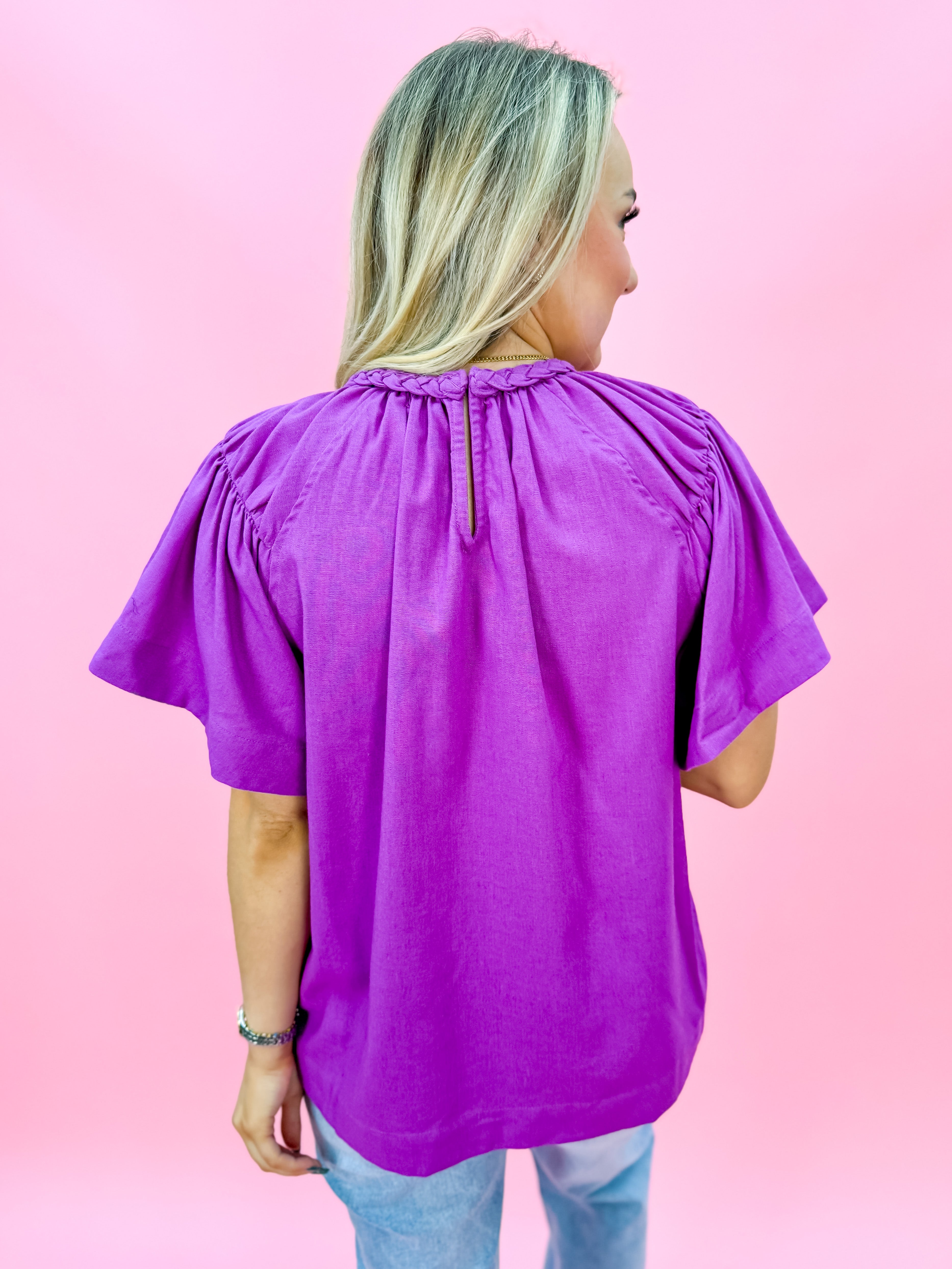 Braided Detail Solid Top in Purple