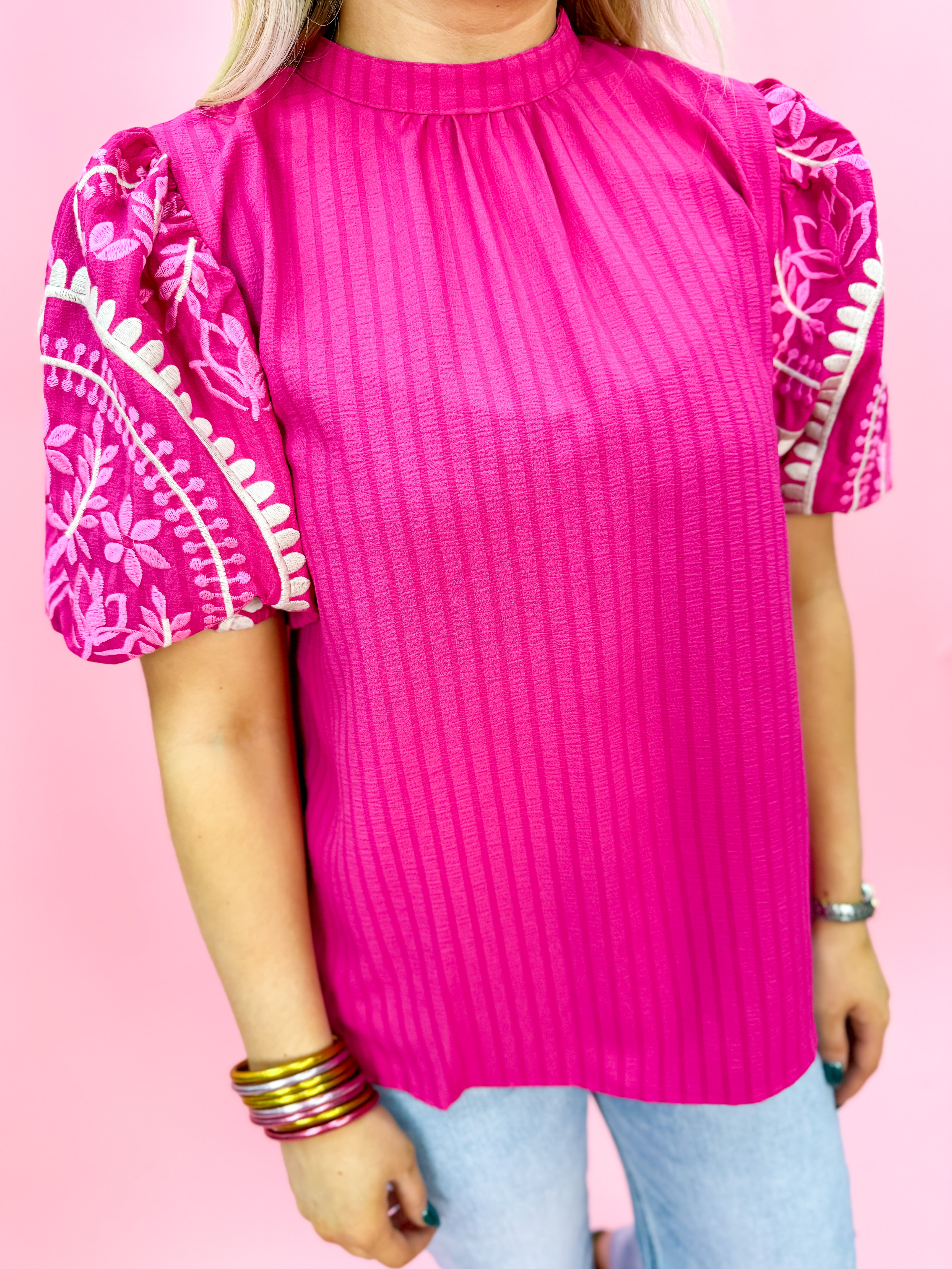 THML Pink Embroidered Top