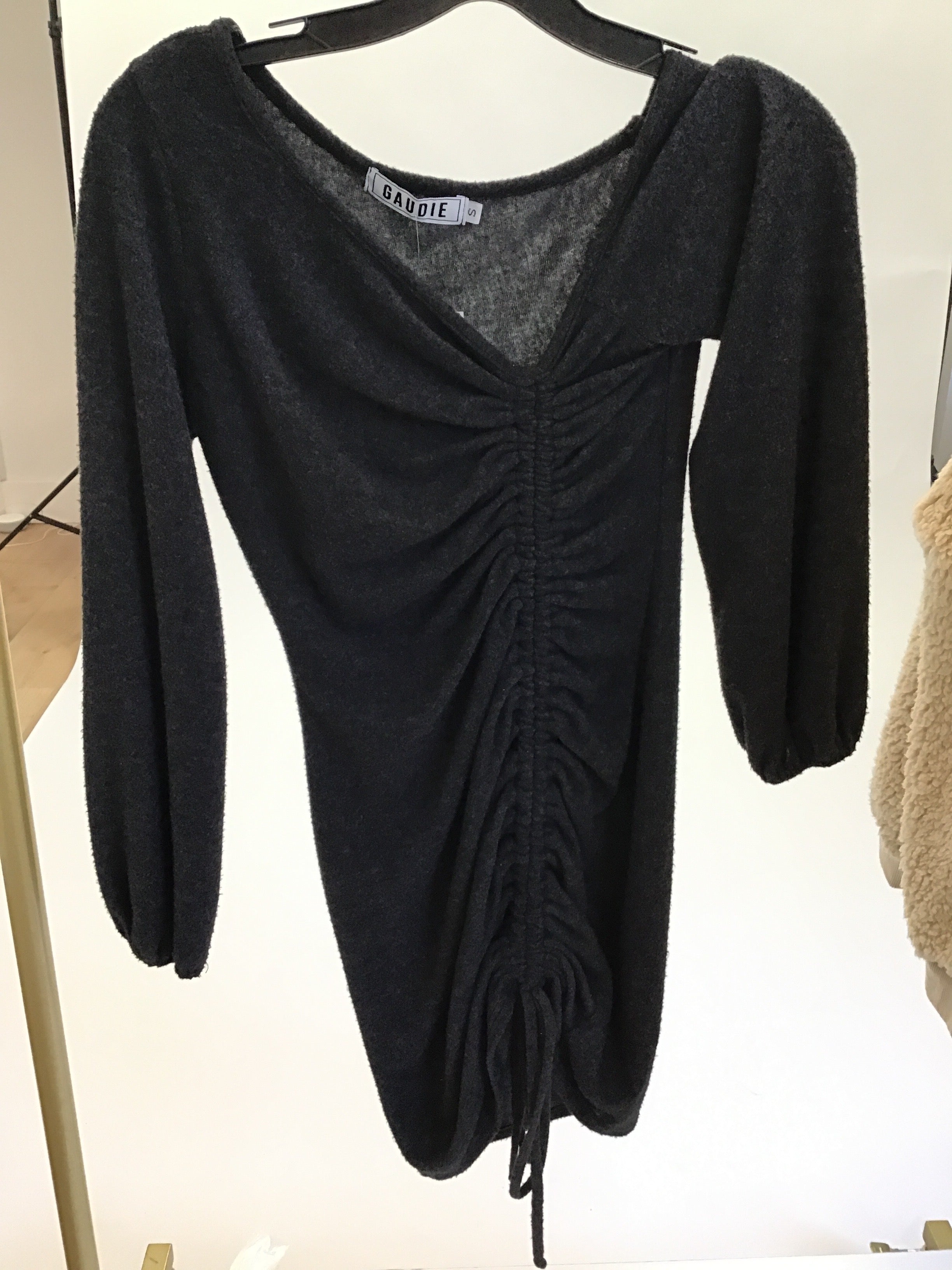 Dark Gray Cinched Mini Dress