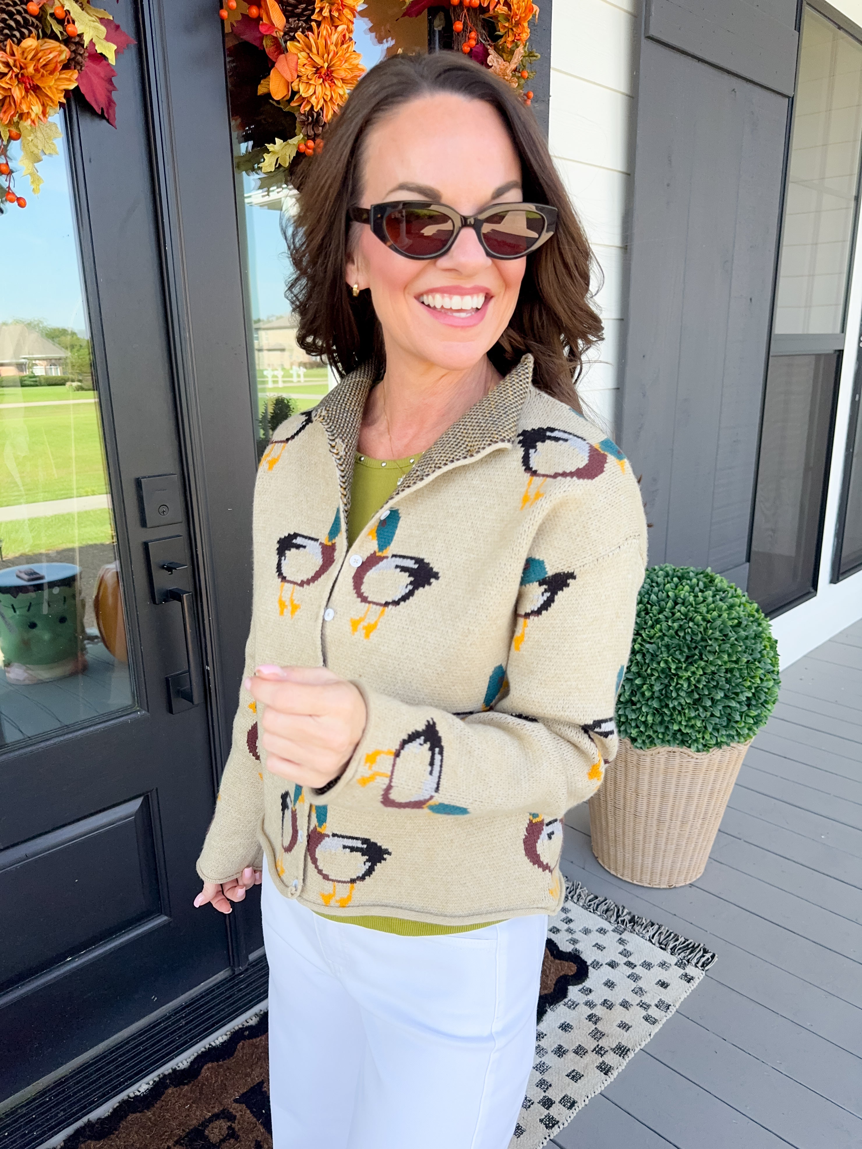 Duck Graphic Button Up Cardigan