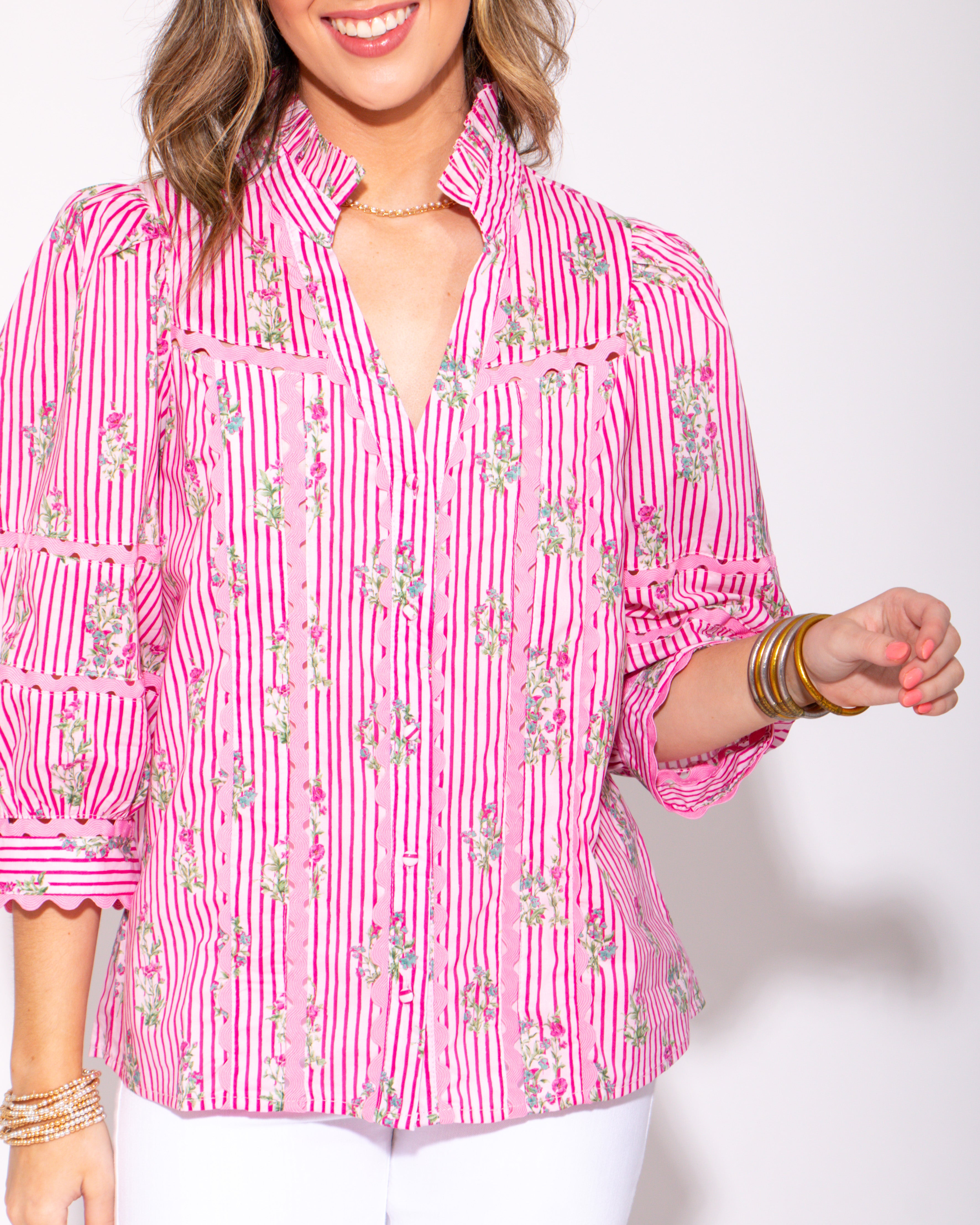 Pink Parade Ric Rac Ruffle Top