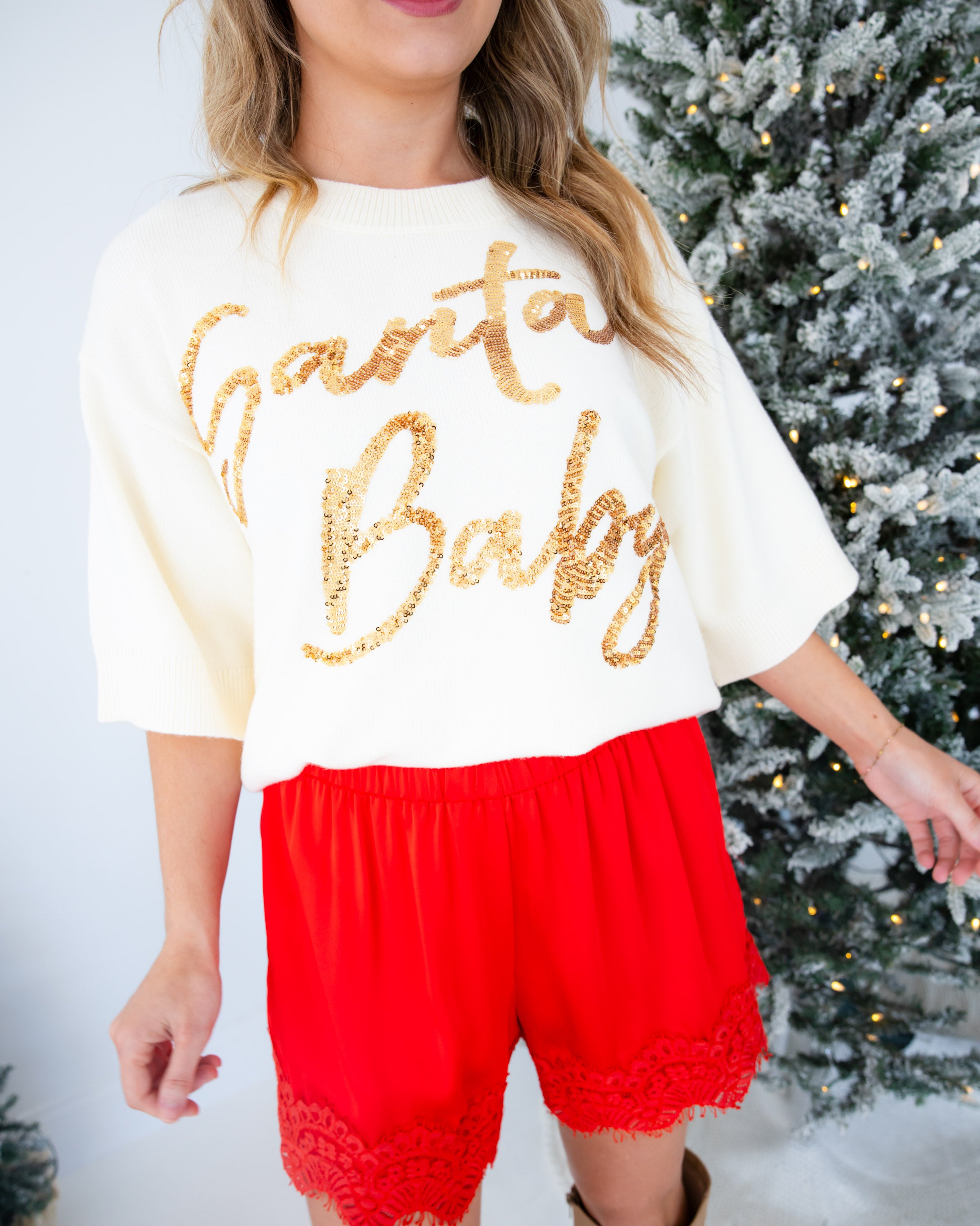 Santa Baby Sequin Sweater Top