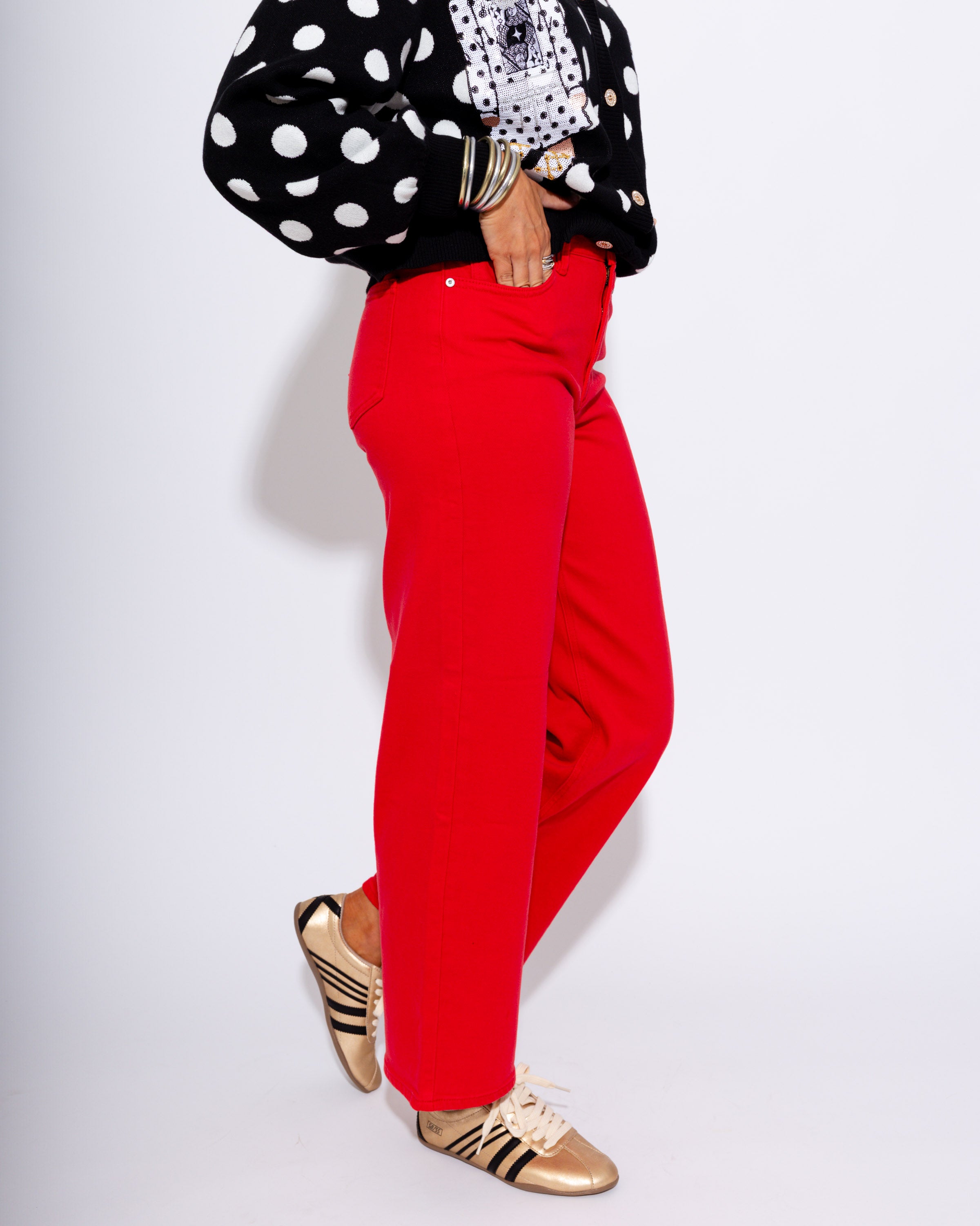 Straight Leg Pant in Red
