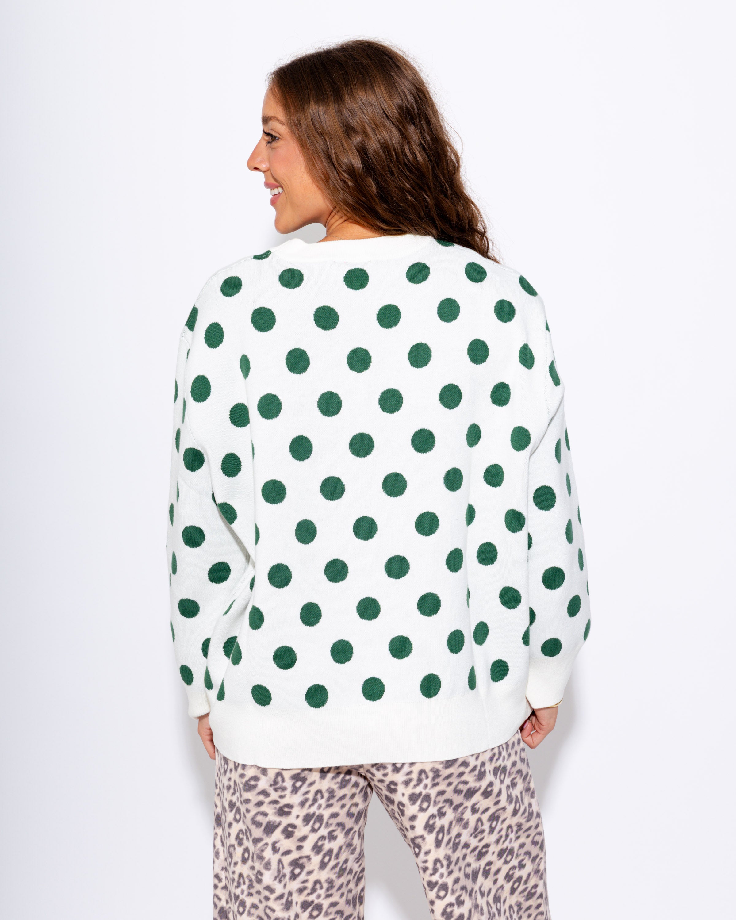 Polka Dot Sequin Santa Sweater