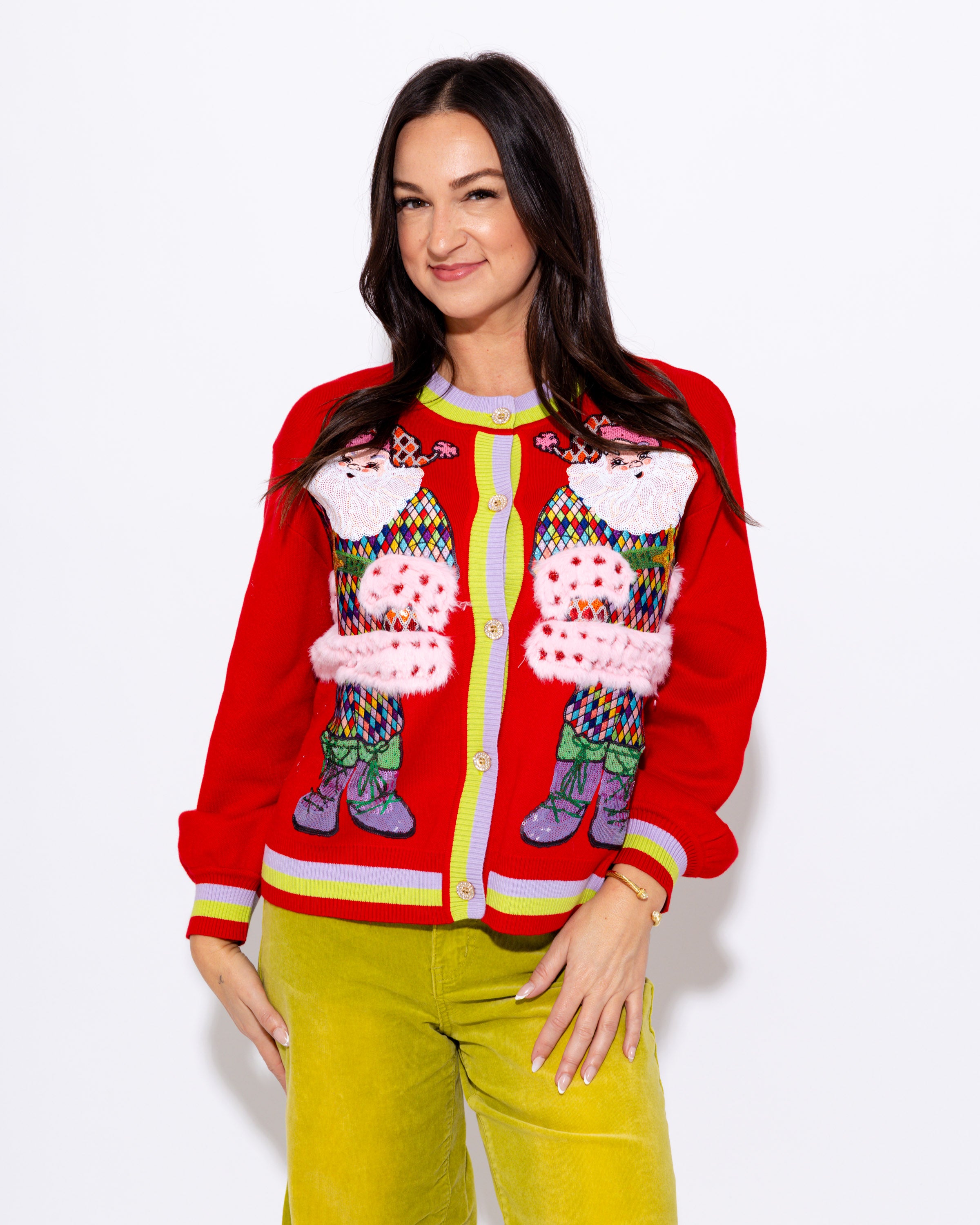 Rainbow Santa Button Up Cardigan