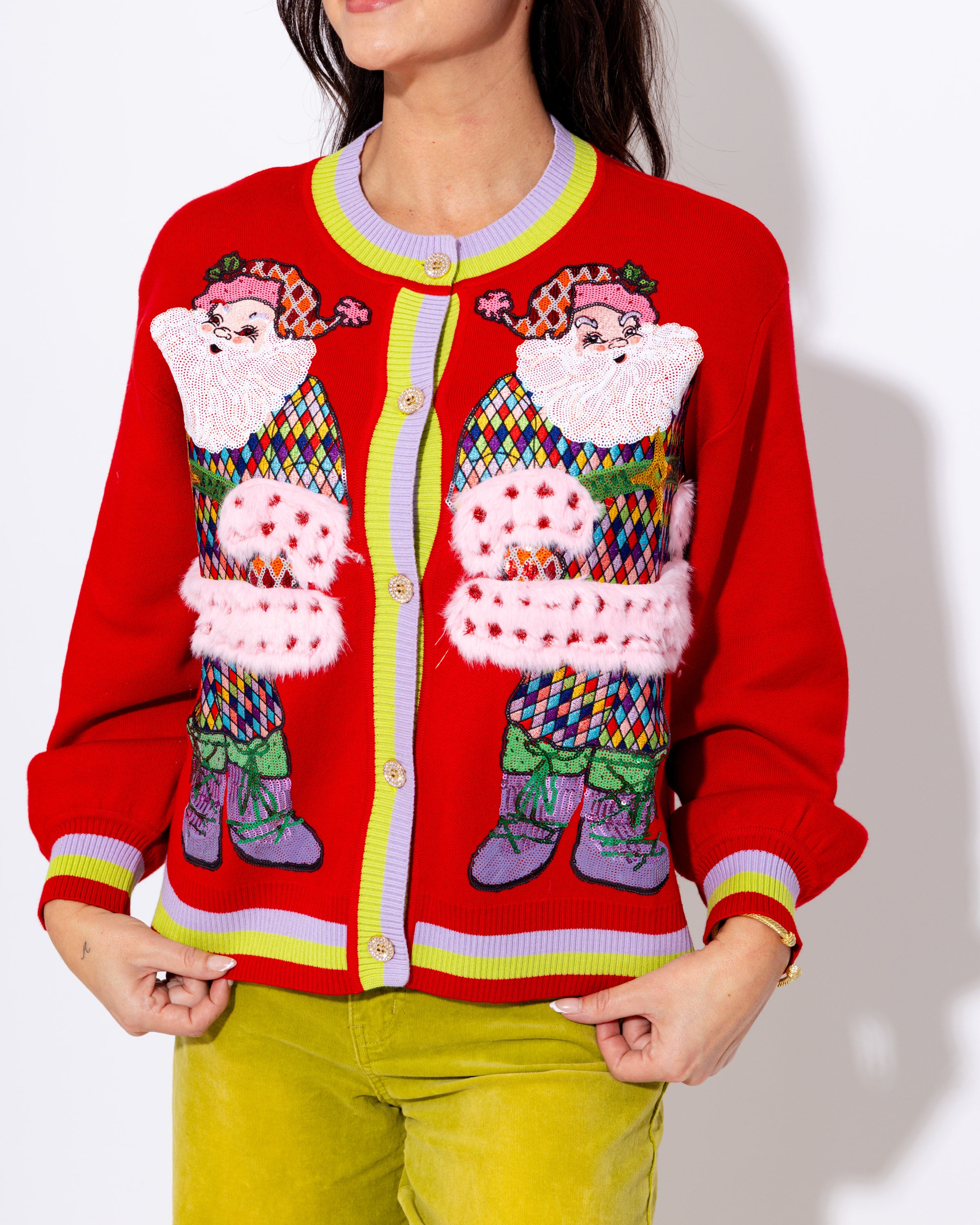 Rainbow Santa Button Up Cardigan