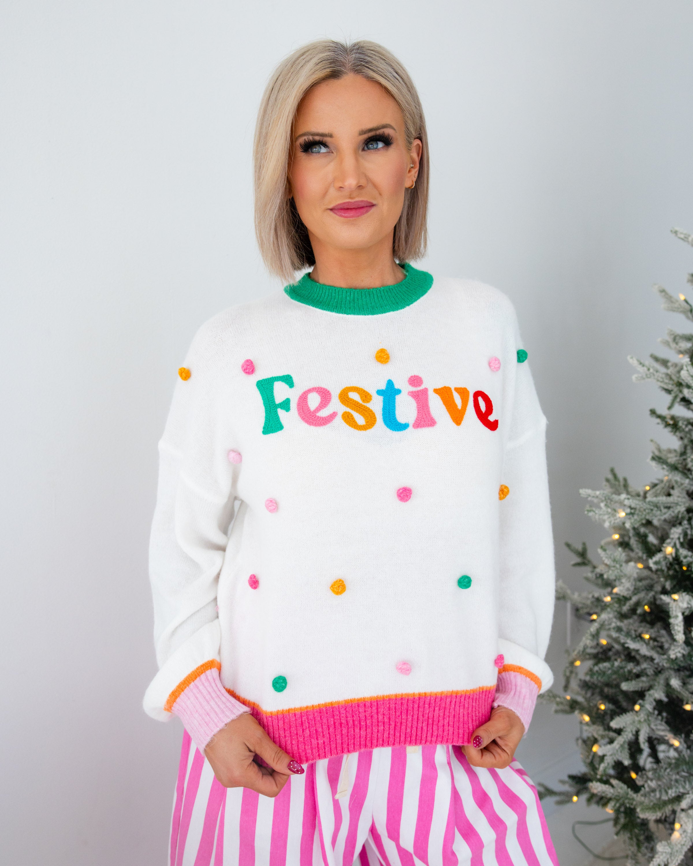 "Festive" Pom Pom Sweater