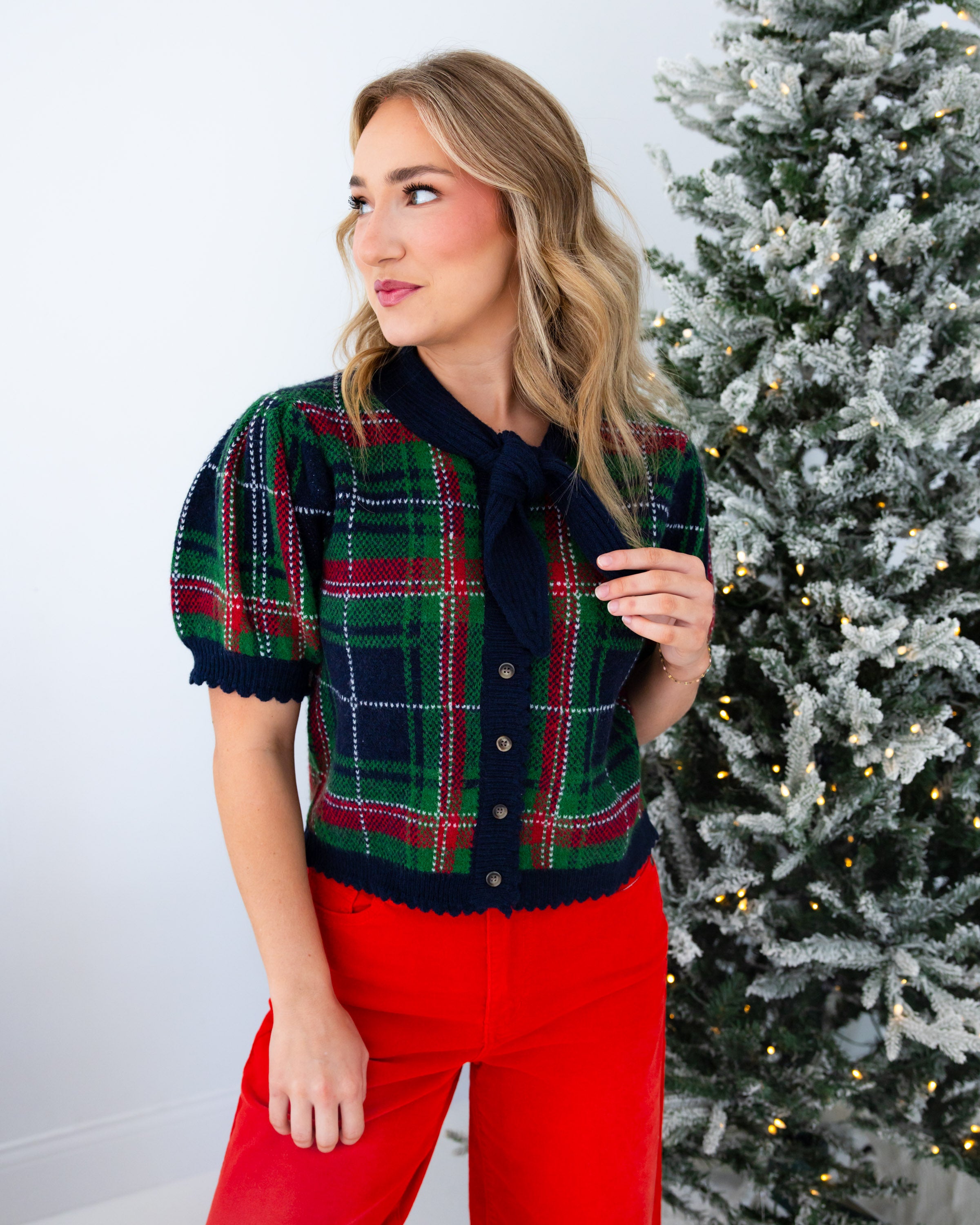 The Holiday Plaid Scarf Top