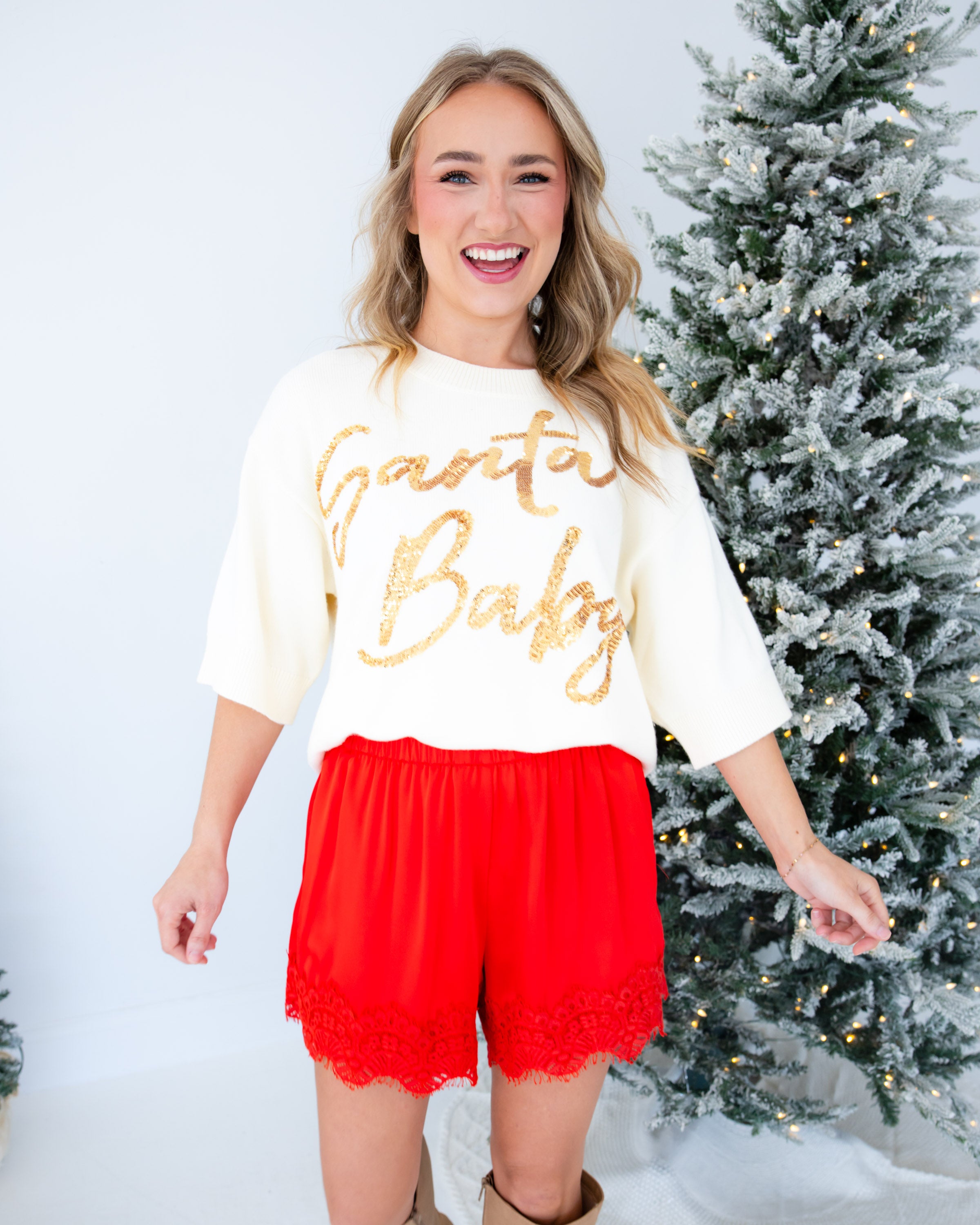 Santa Baby Sequin Sweater Top