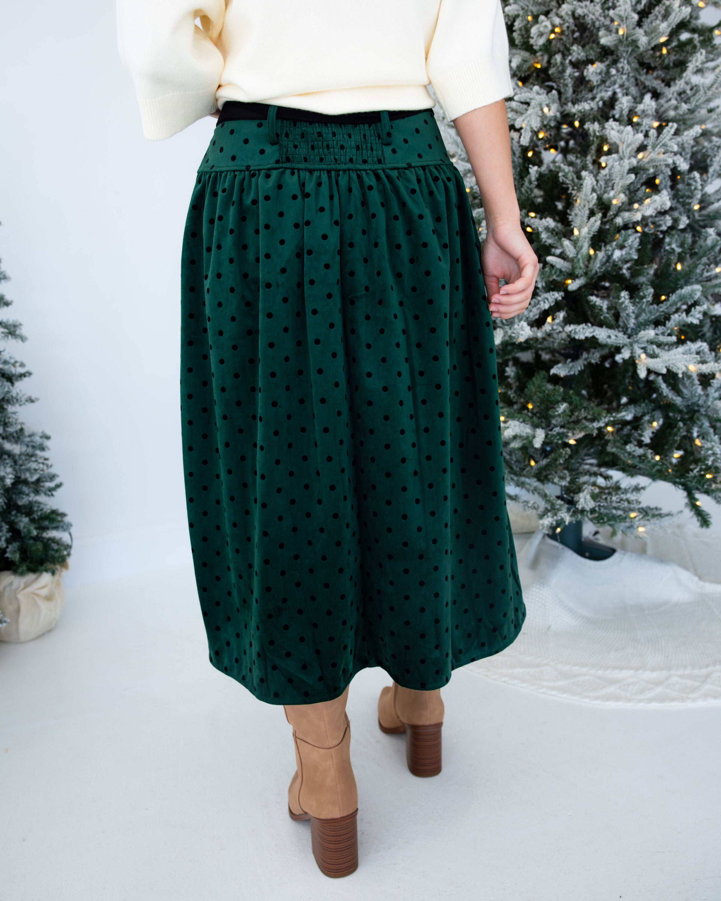 Festive Polka Dot Midi Skirt