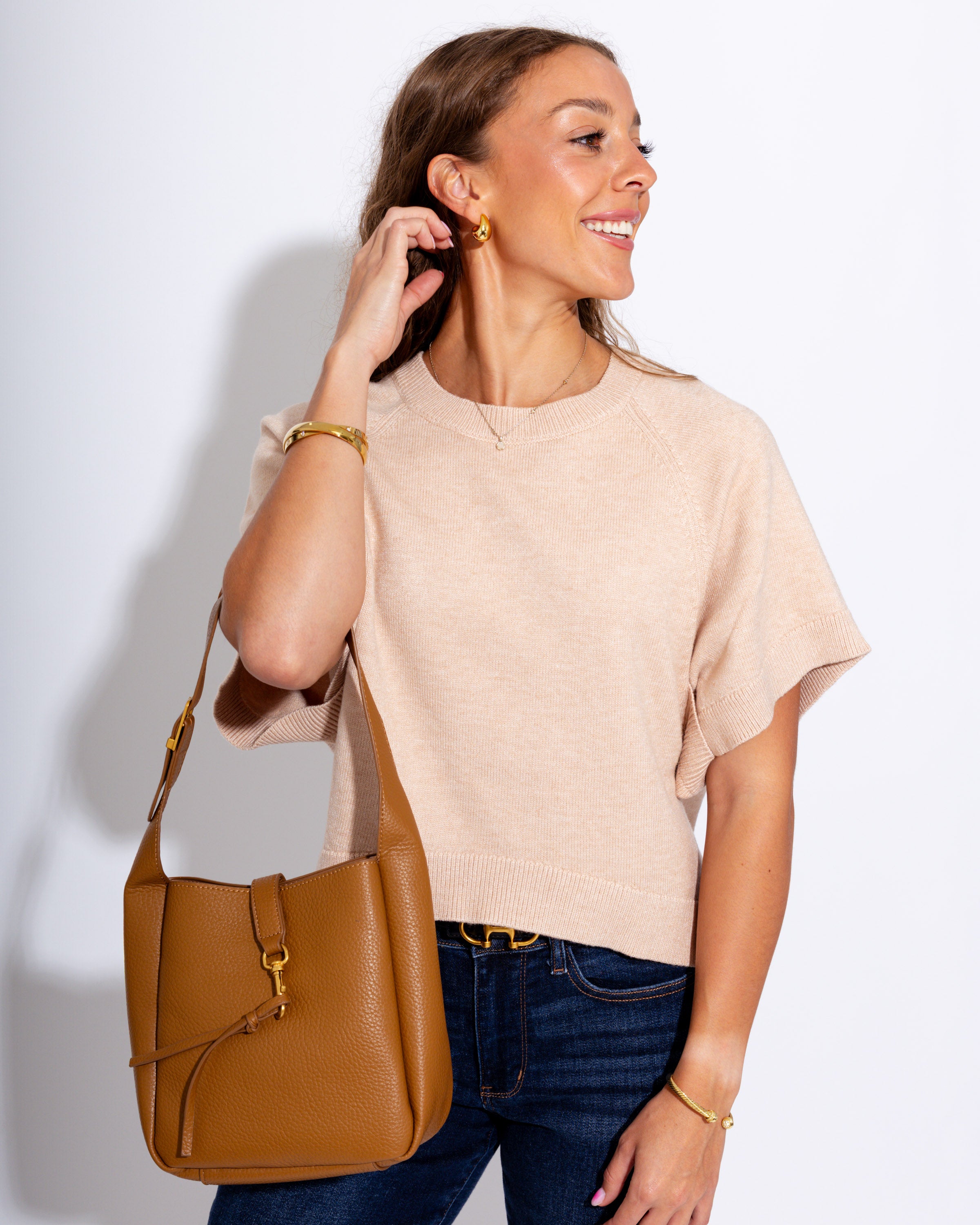 Ribbed Dolman Sleeve Top in Oatmeal