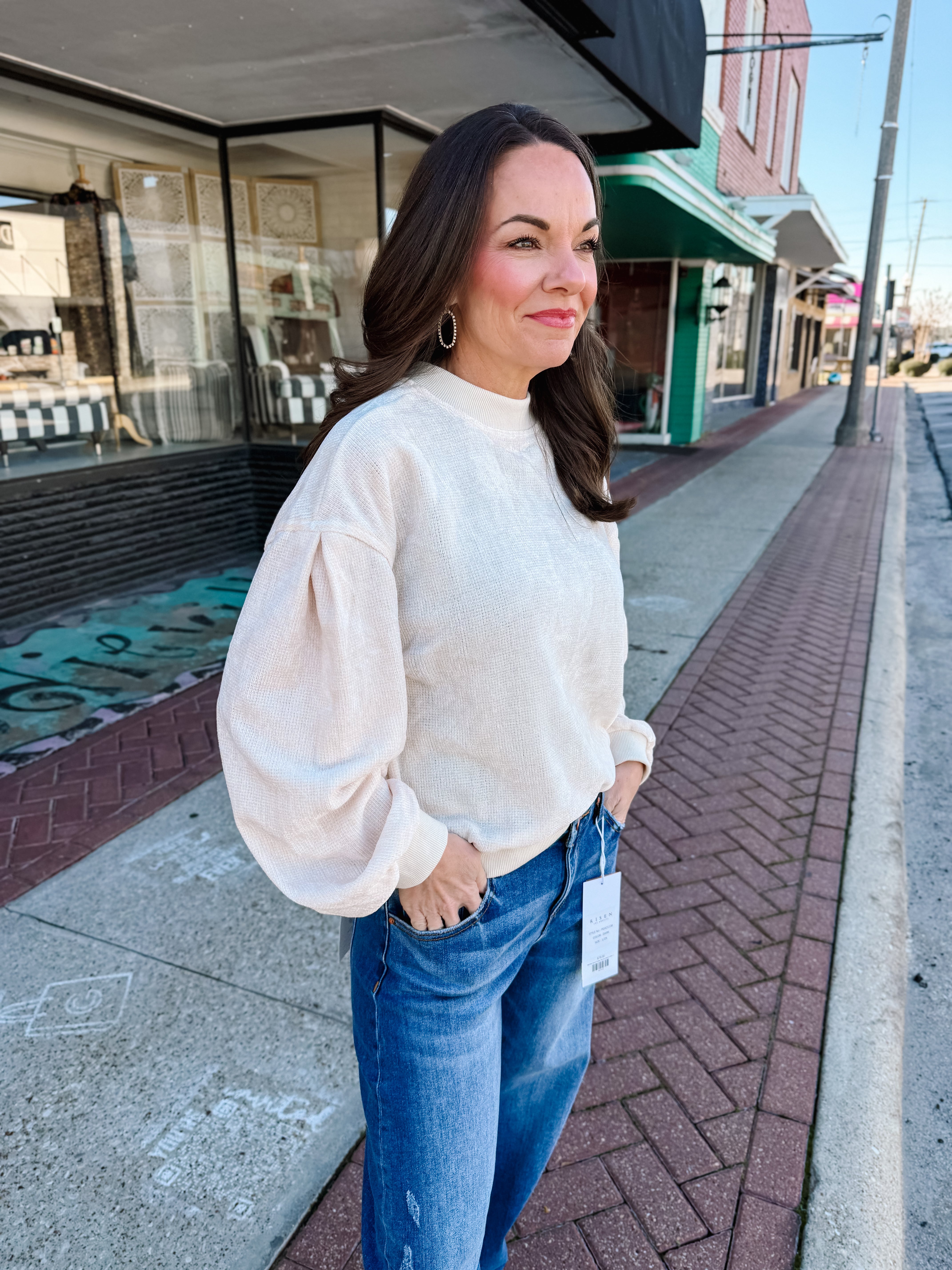 Luxe Velour Balloon Sleeve Pullover