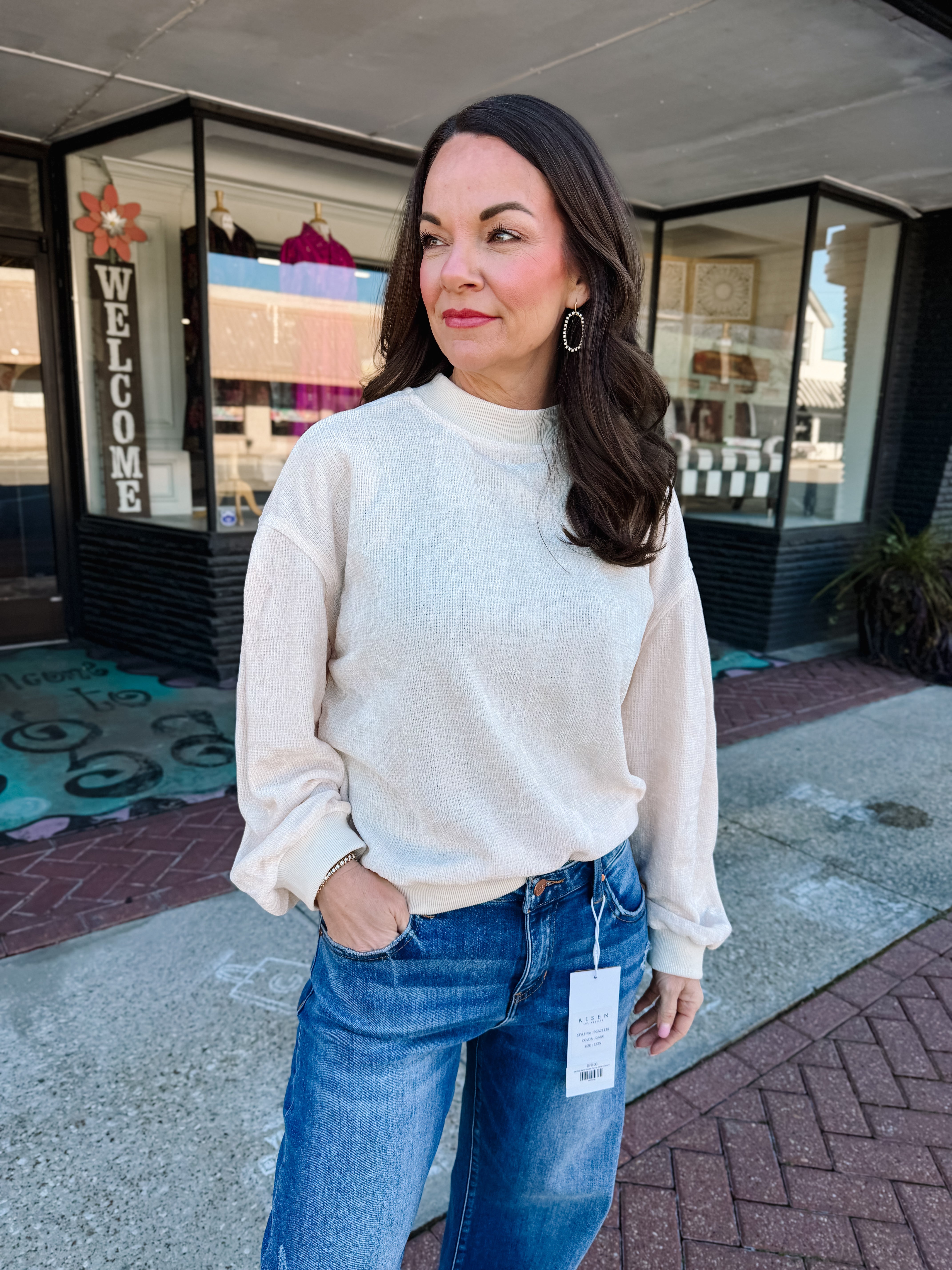 Luxe Velour Balloon Sleeve Pullover