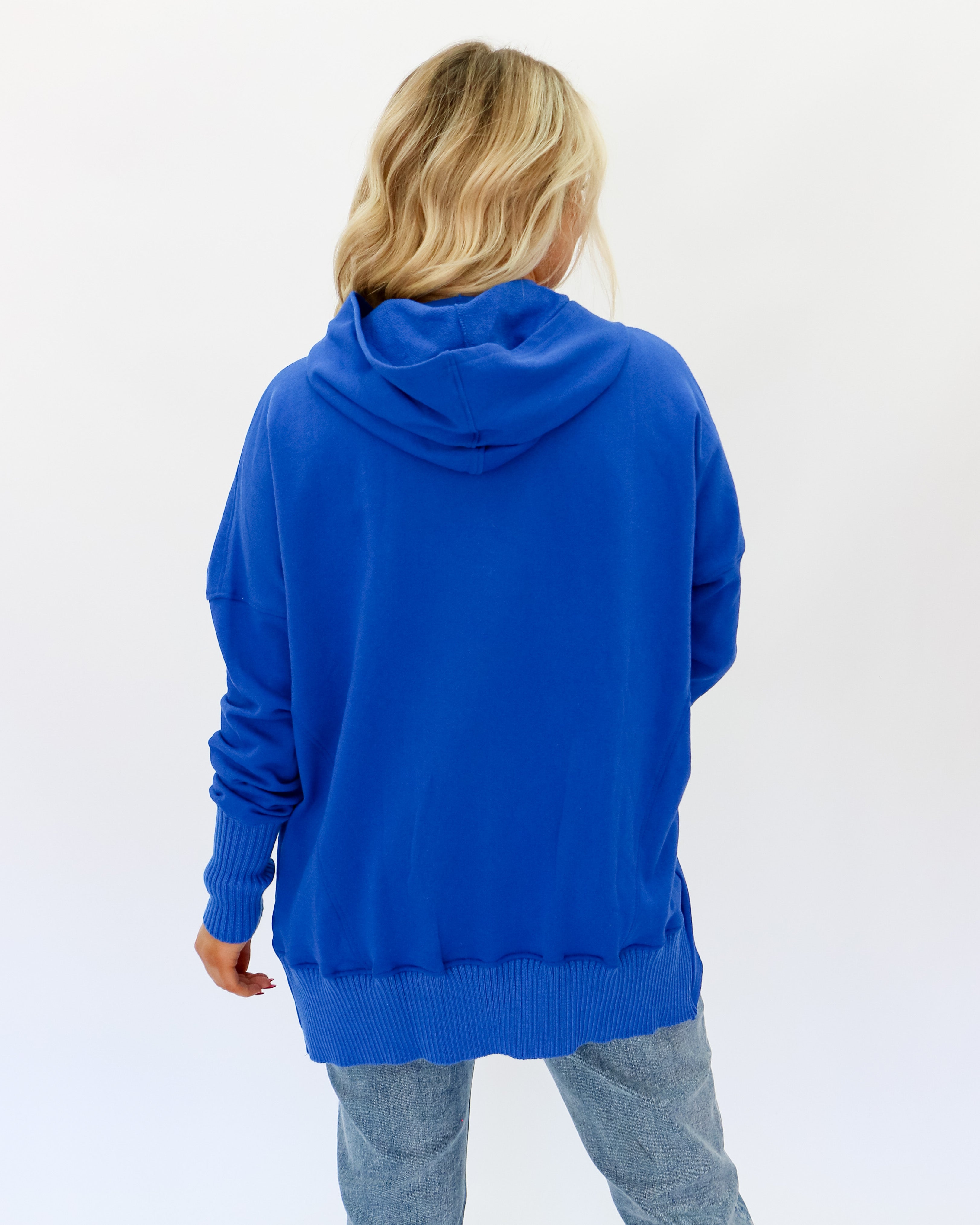 Washed French Terry Solid Hoodie in Royal