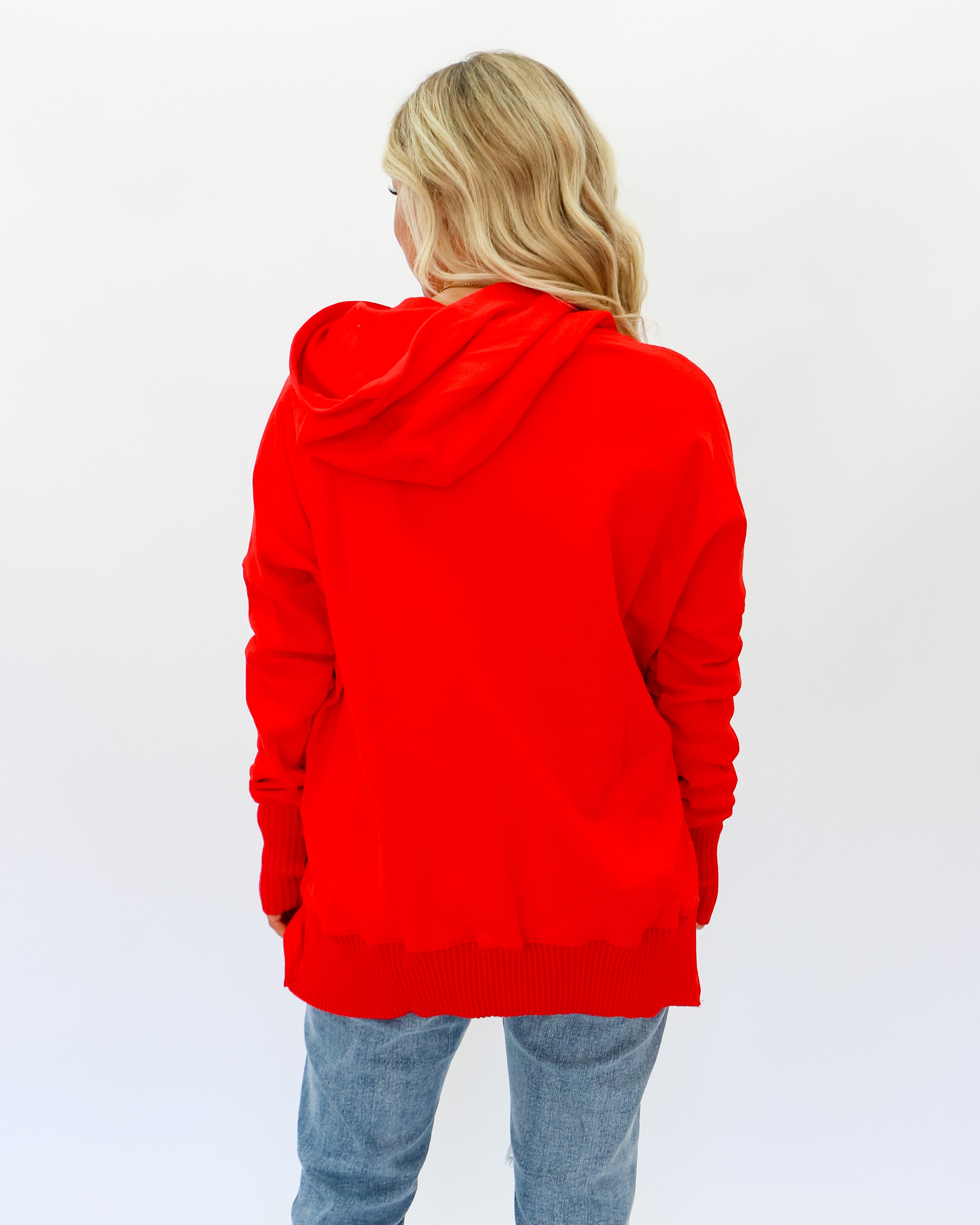 Washed French Terry Solid Hoodie in Red