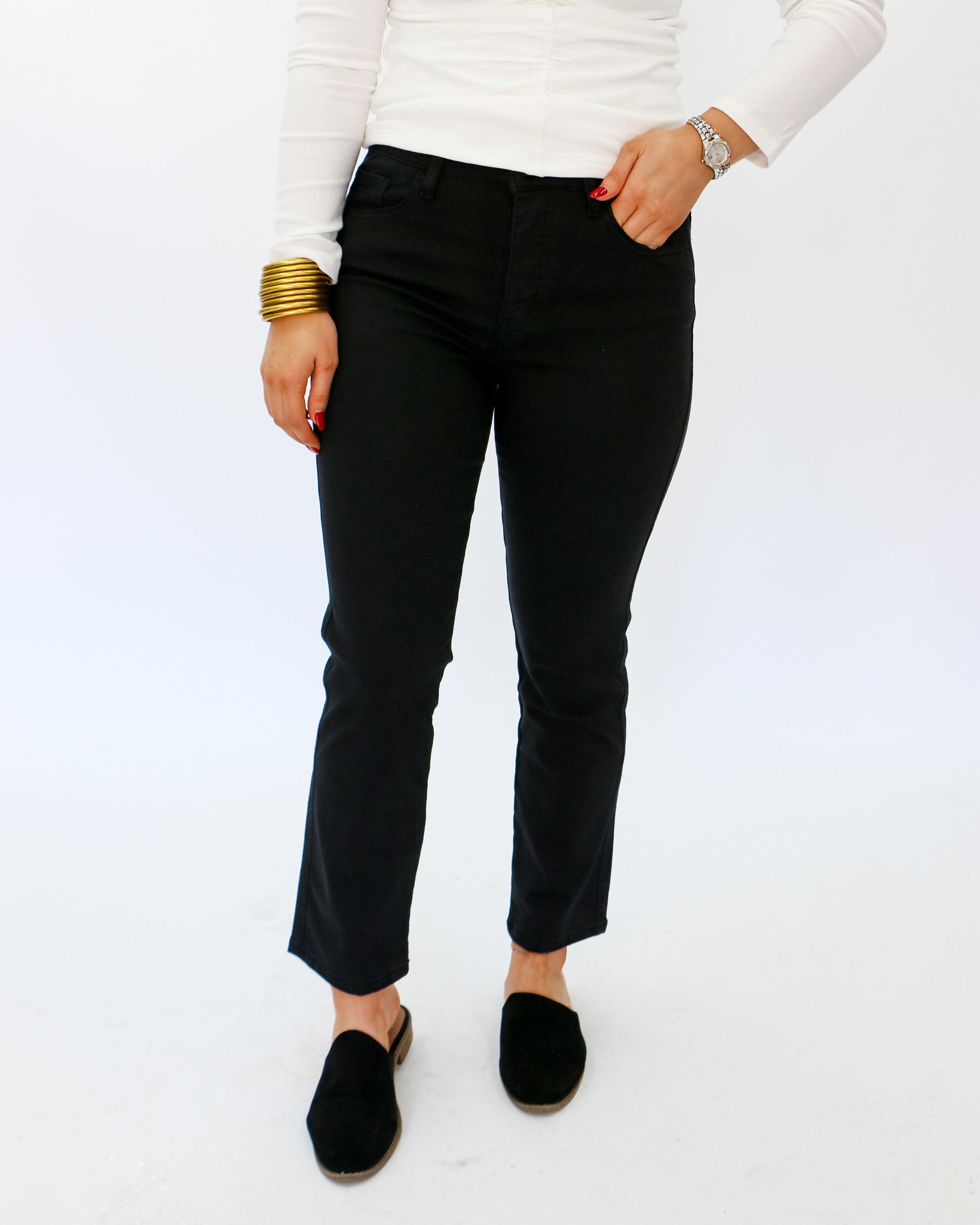 High Rise Button Up Ankle Jeans