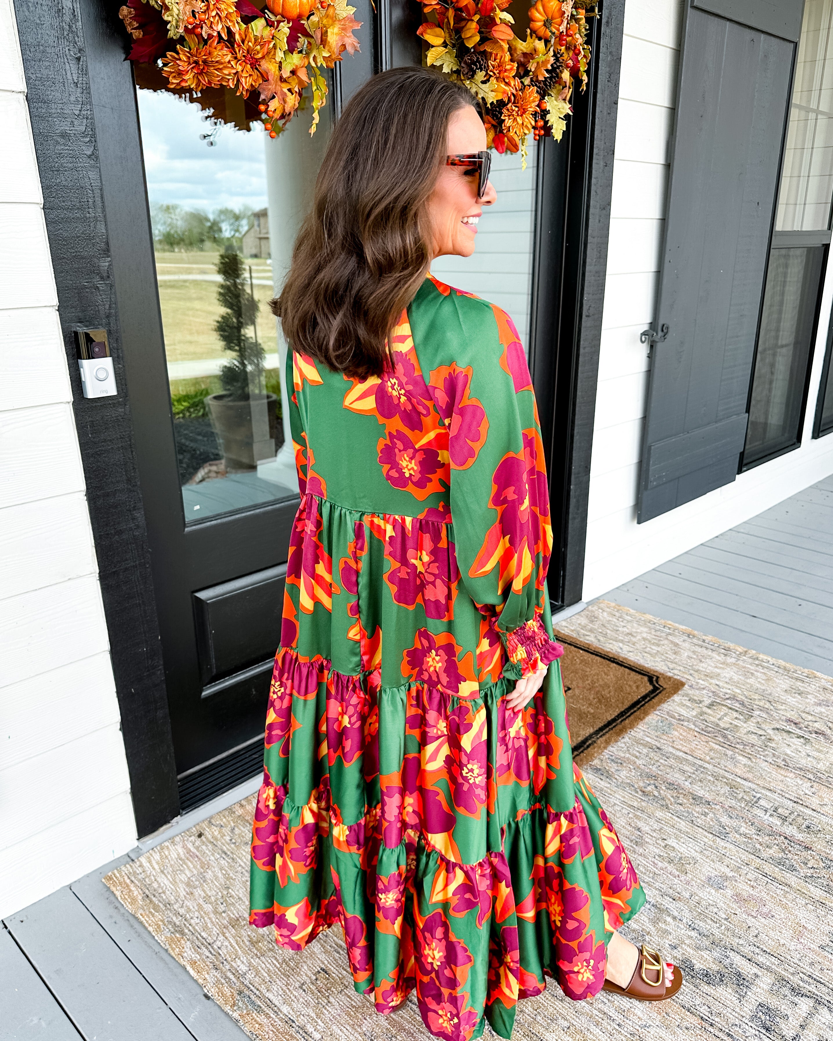 Satin Floral Maxi Dress