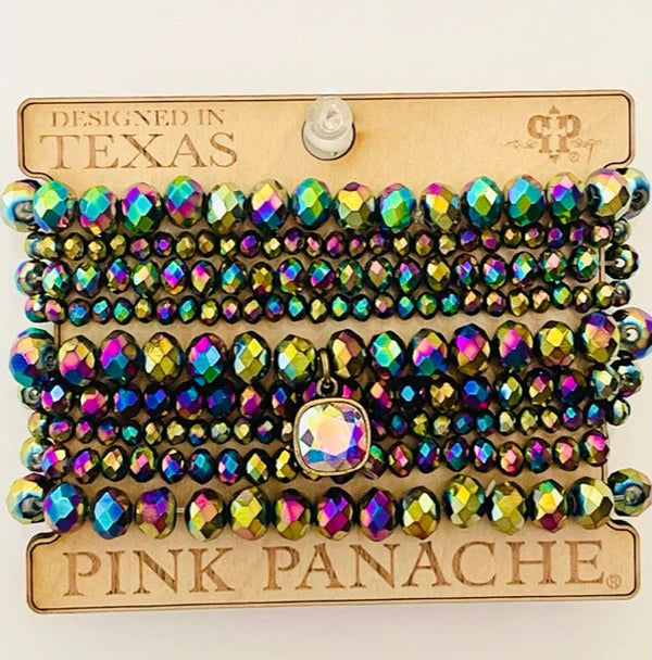 Dark Rainbow Bead PP Bracelet Set