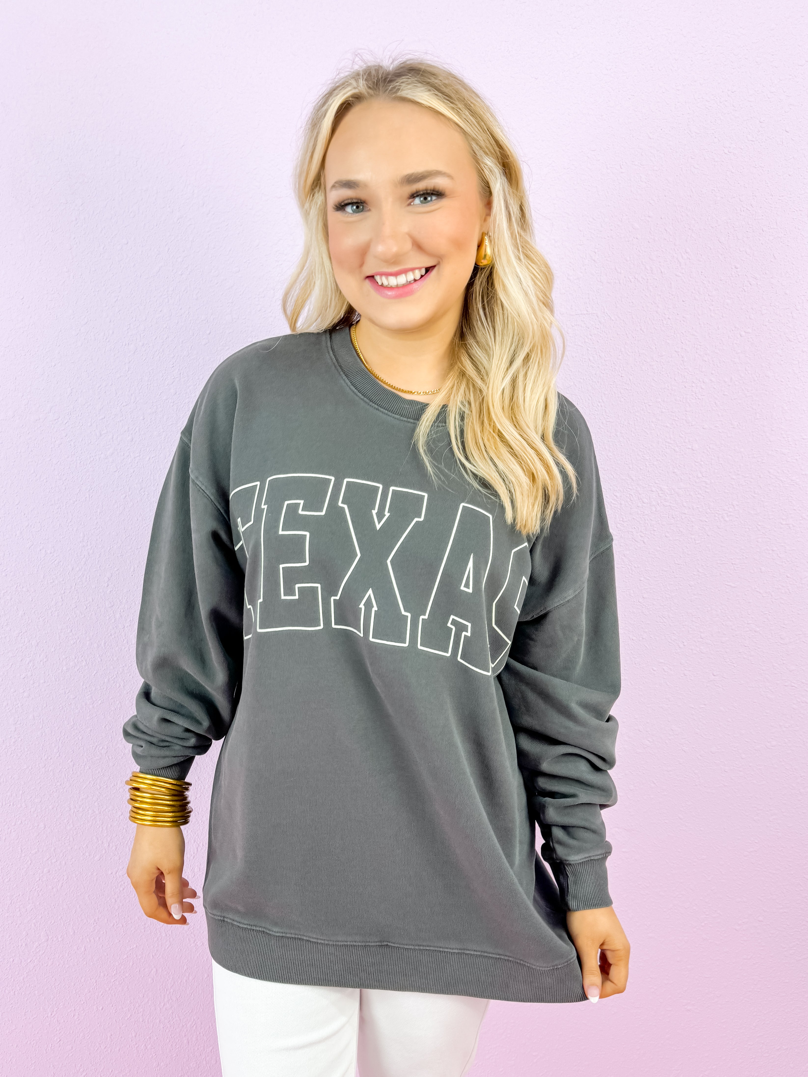 Texas Charcoal Pullover Sweatshirt