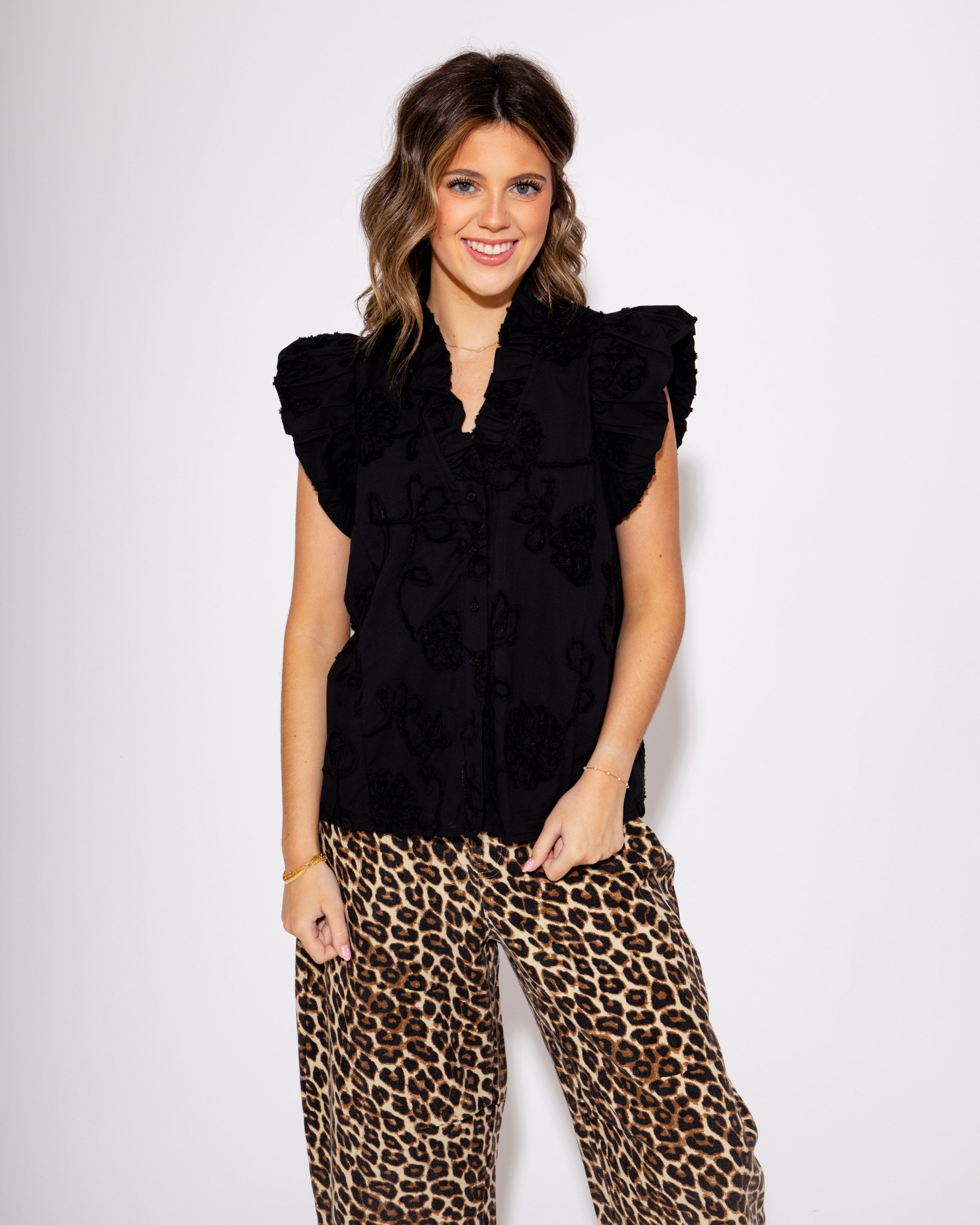 Black Ruffle Top