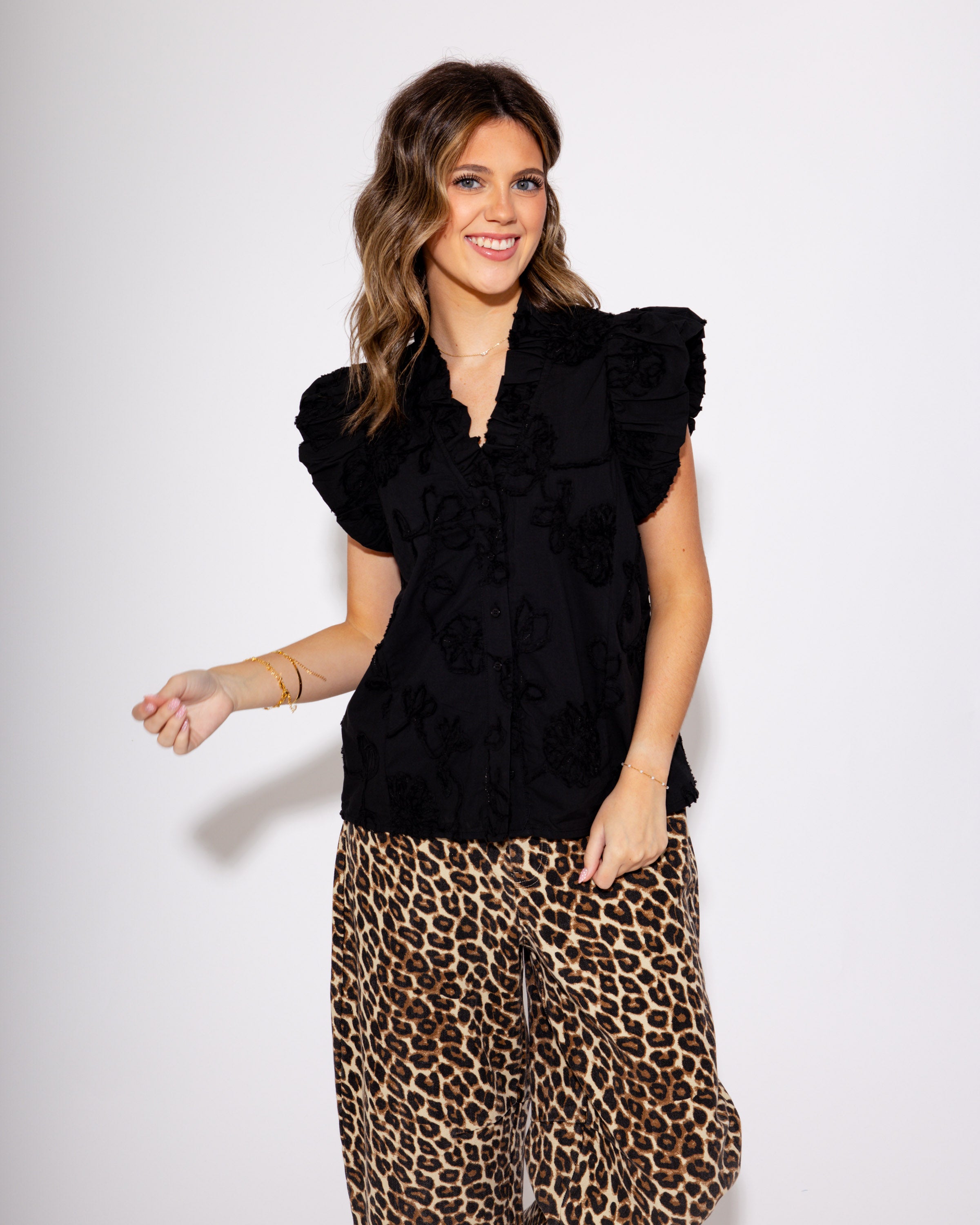 Black Ruffle Top
