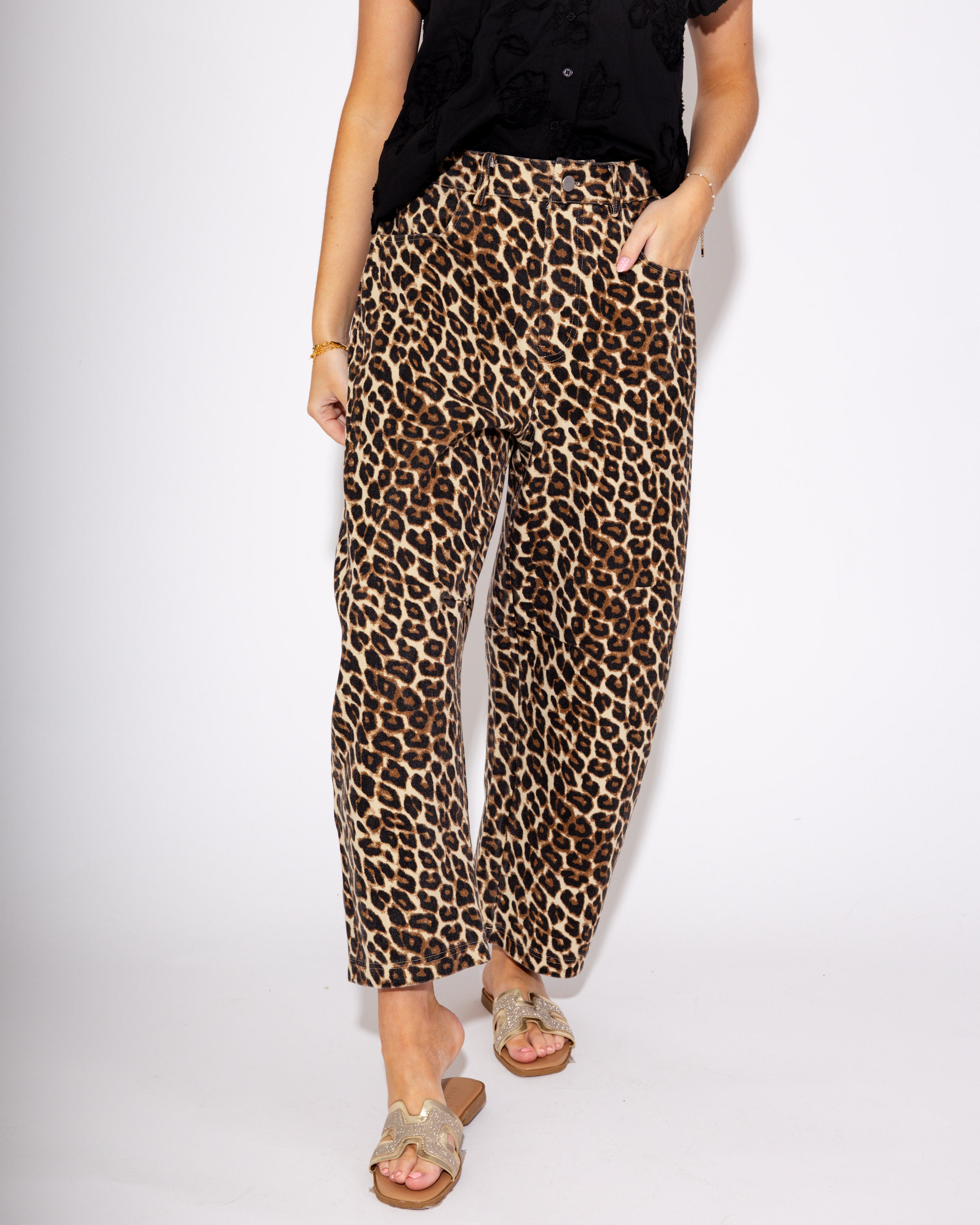 Bold Prowler Animal Print Barrel Jeans