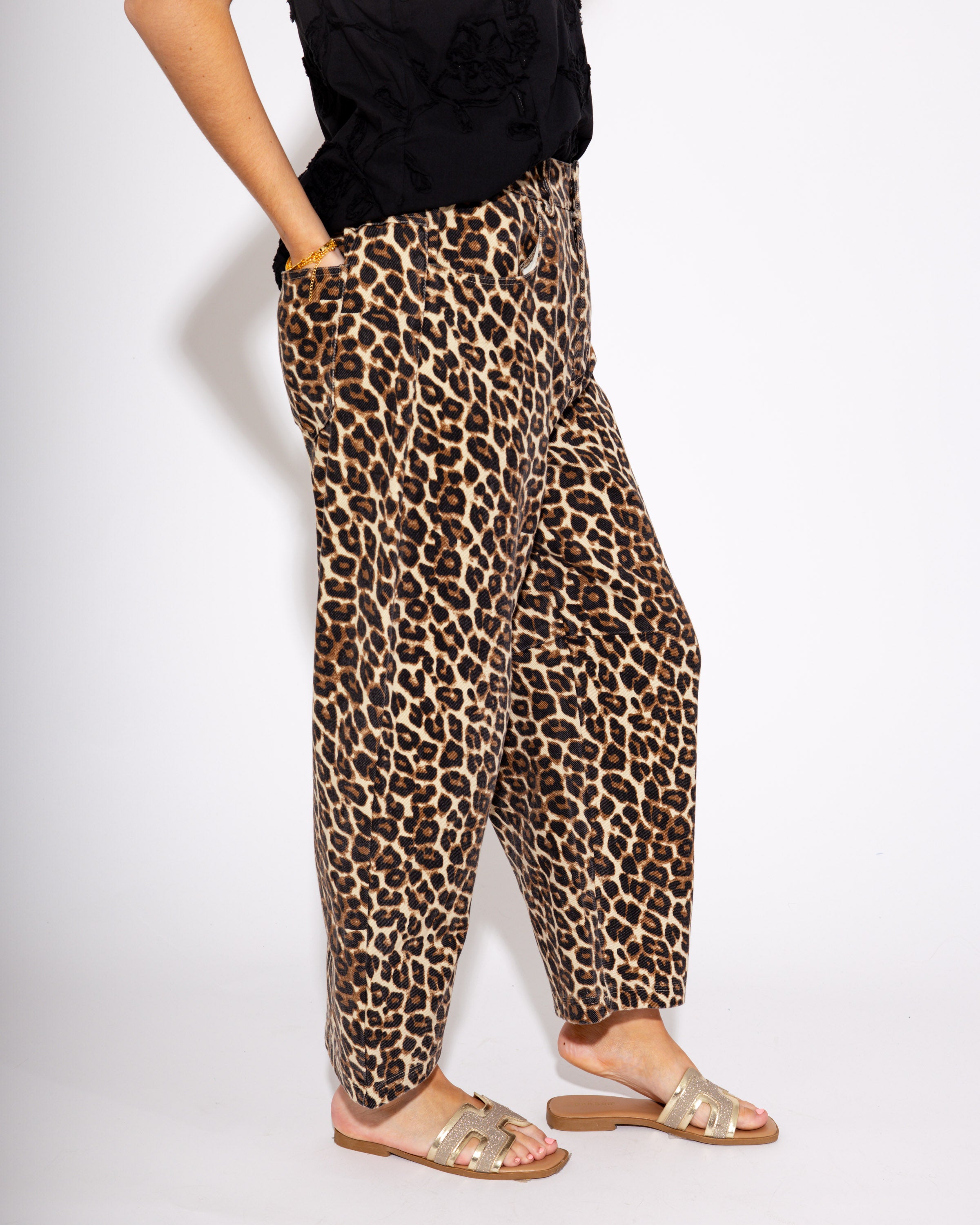 Bold Prowler Animal Print Barrel Jeans