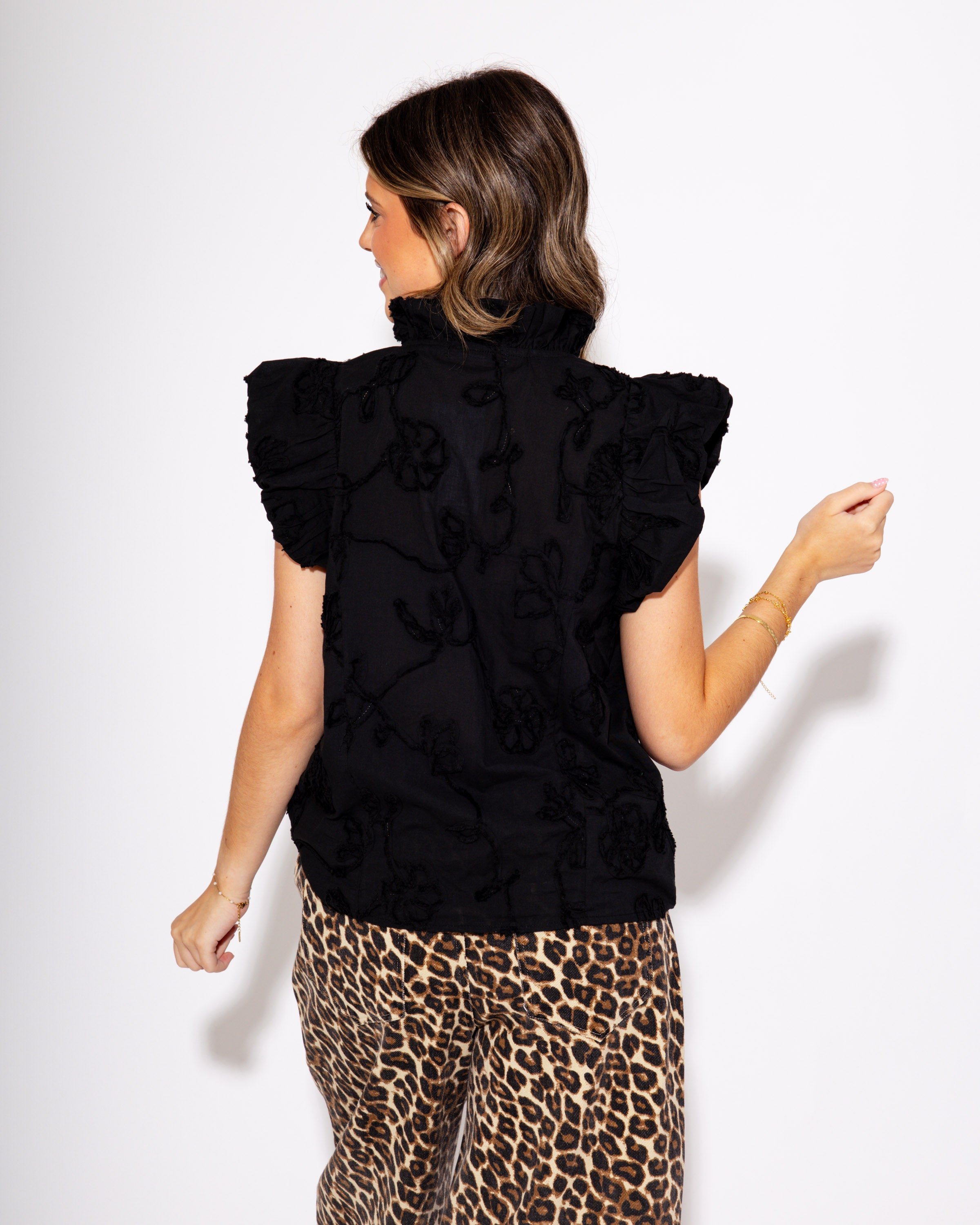 Black Ruffle Top
