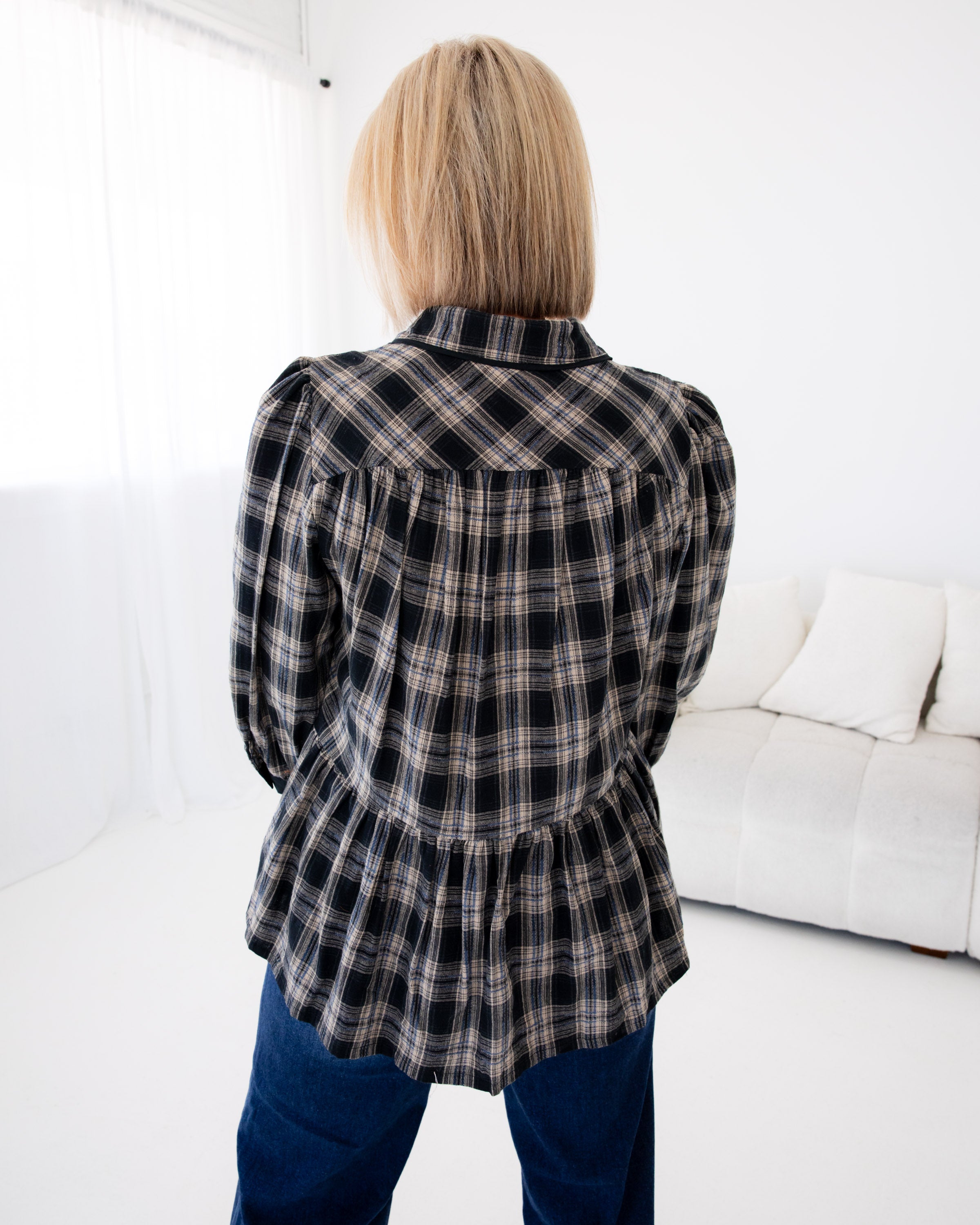 Elevated Plaid Top in Midnight