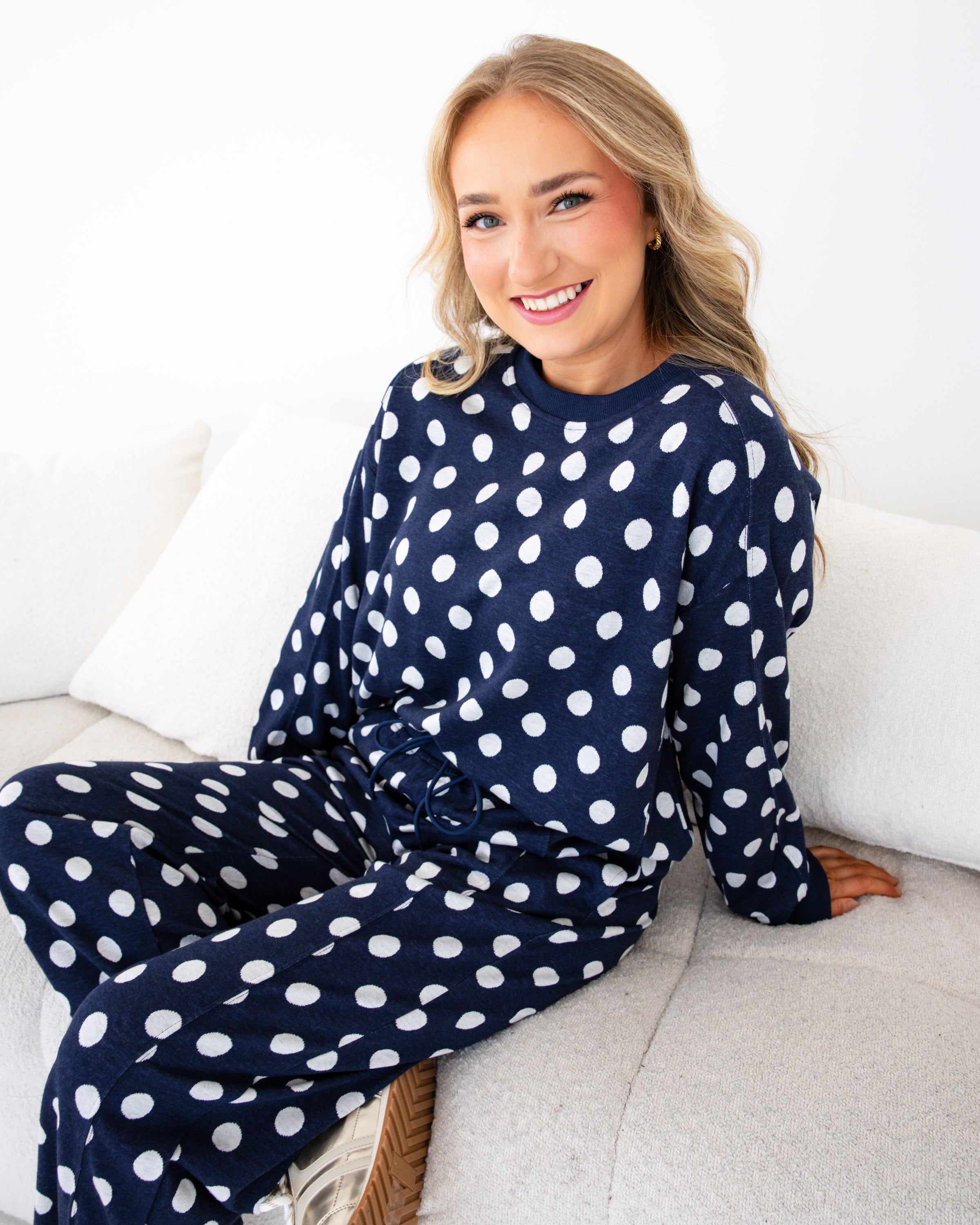 Navy Polka Dot Comfort Set