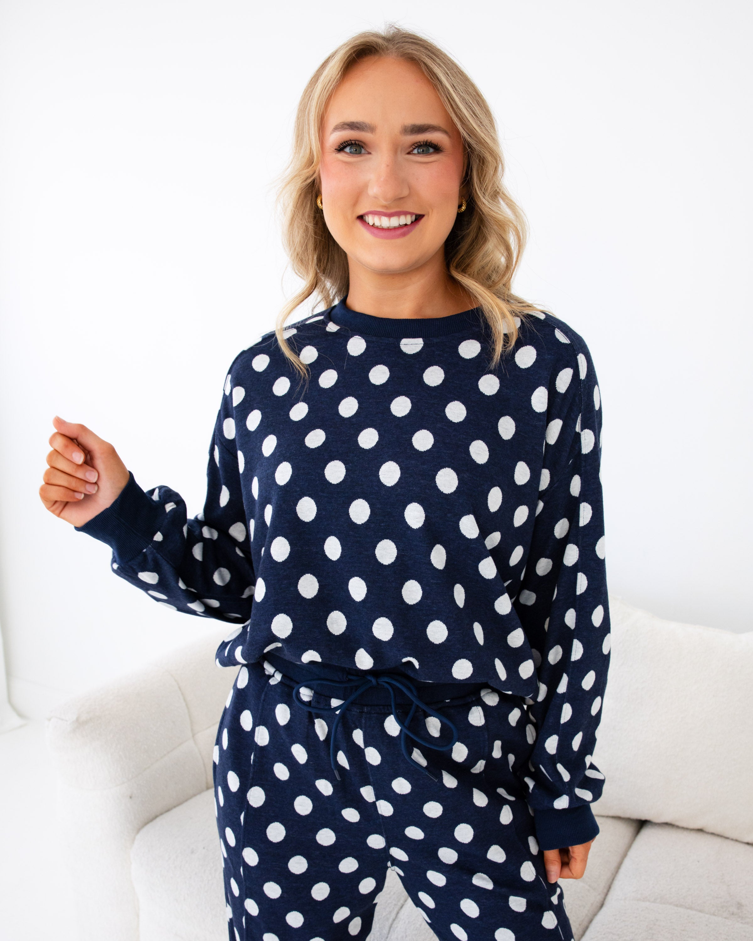 Navy Polka Dot Comfort Set