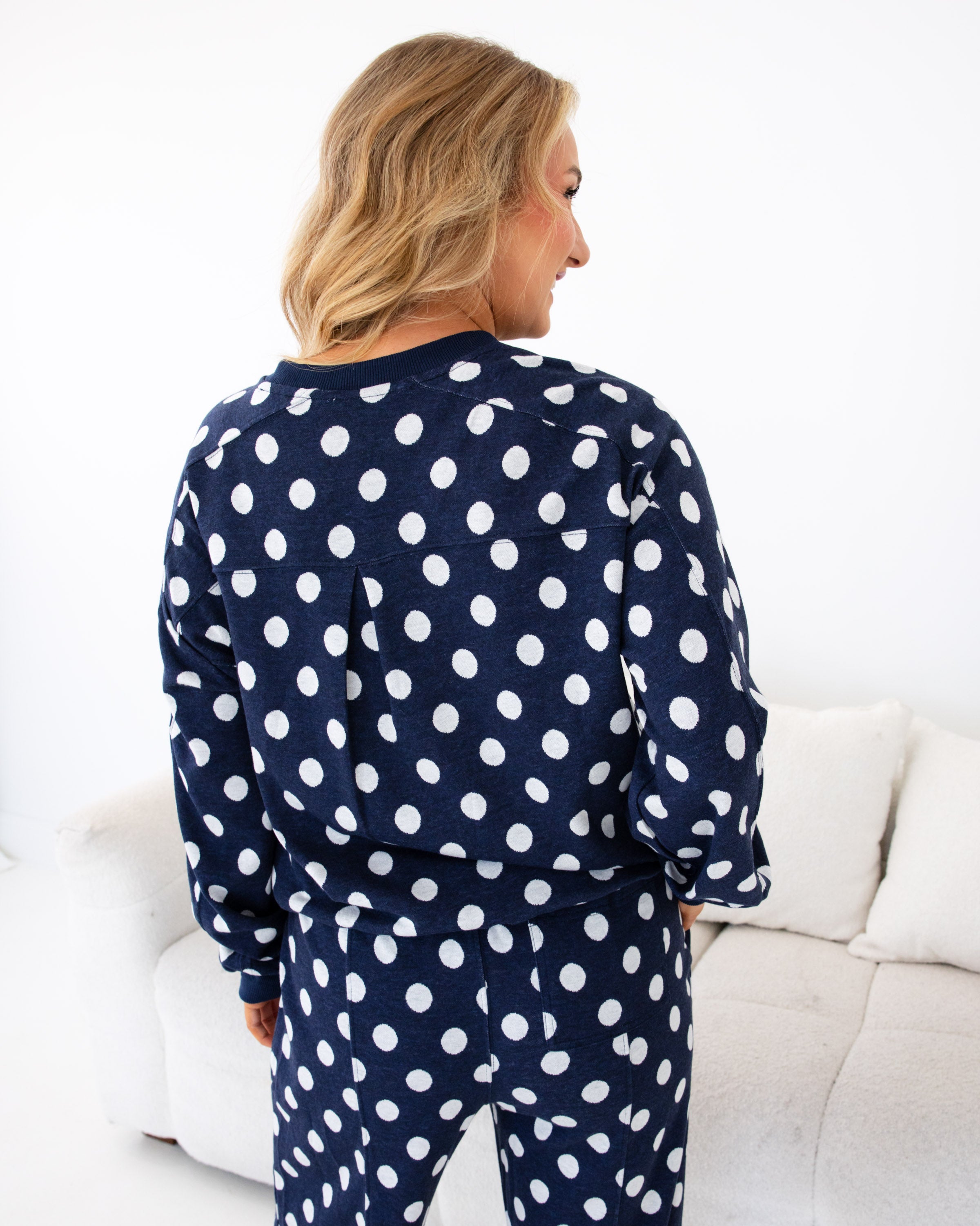 Navy Polka Dot Comfort Set
