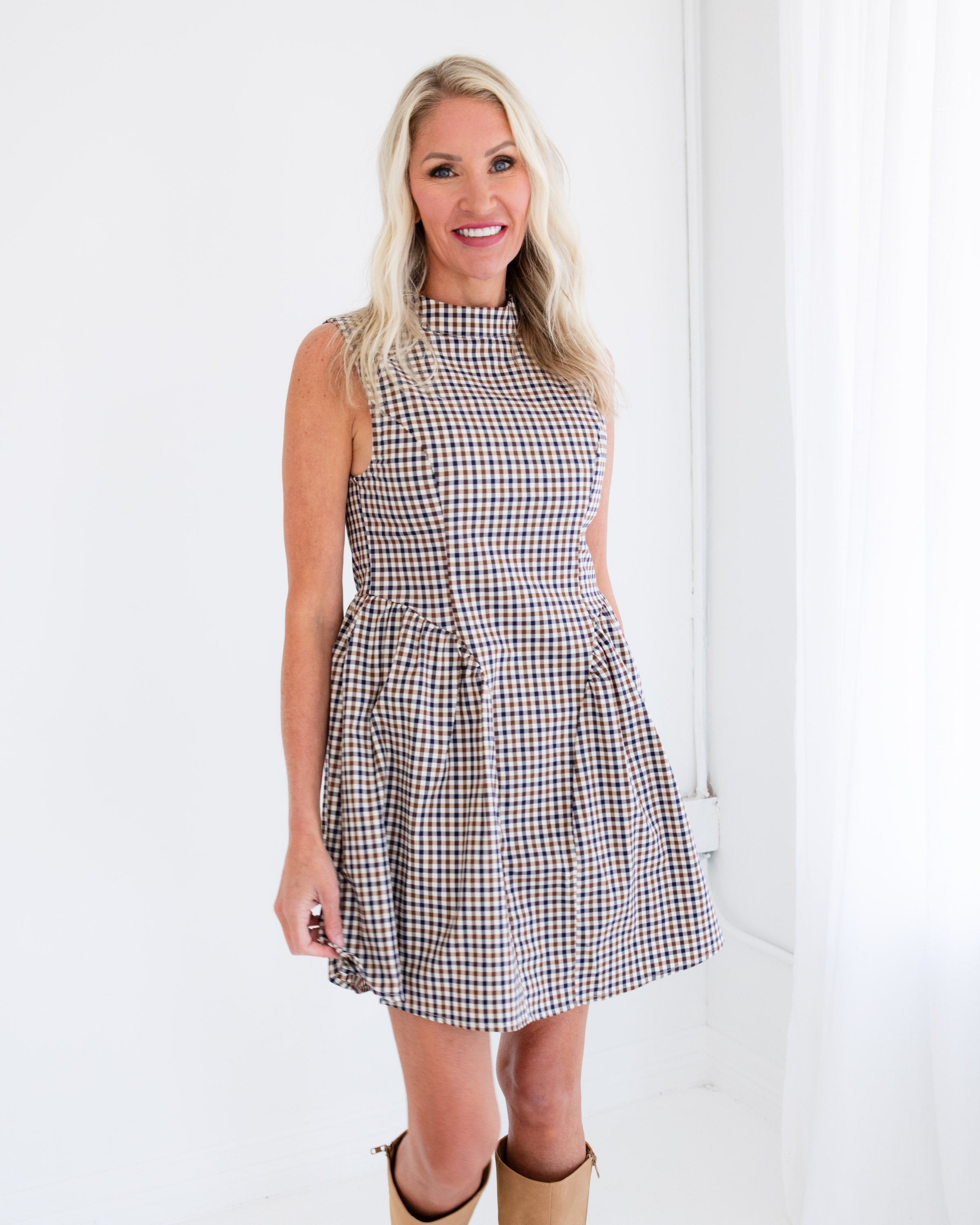 Sleeveless Gingham Mini