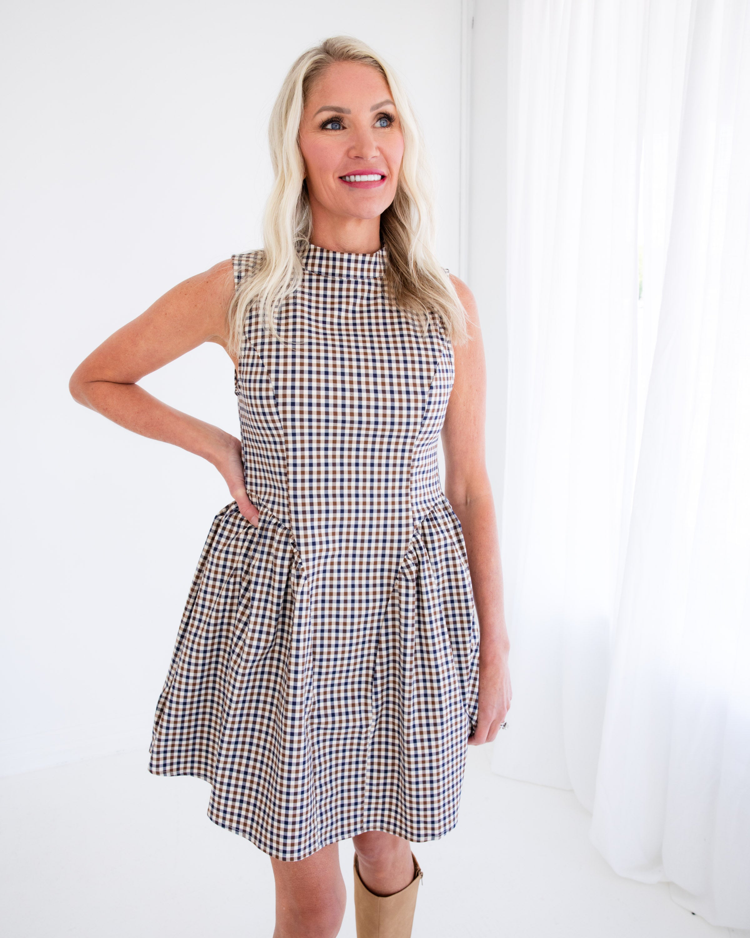 Sleeveless Gingham Mini