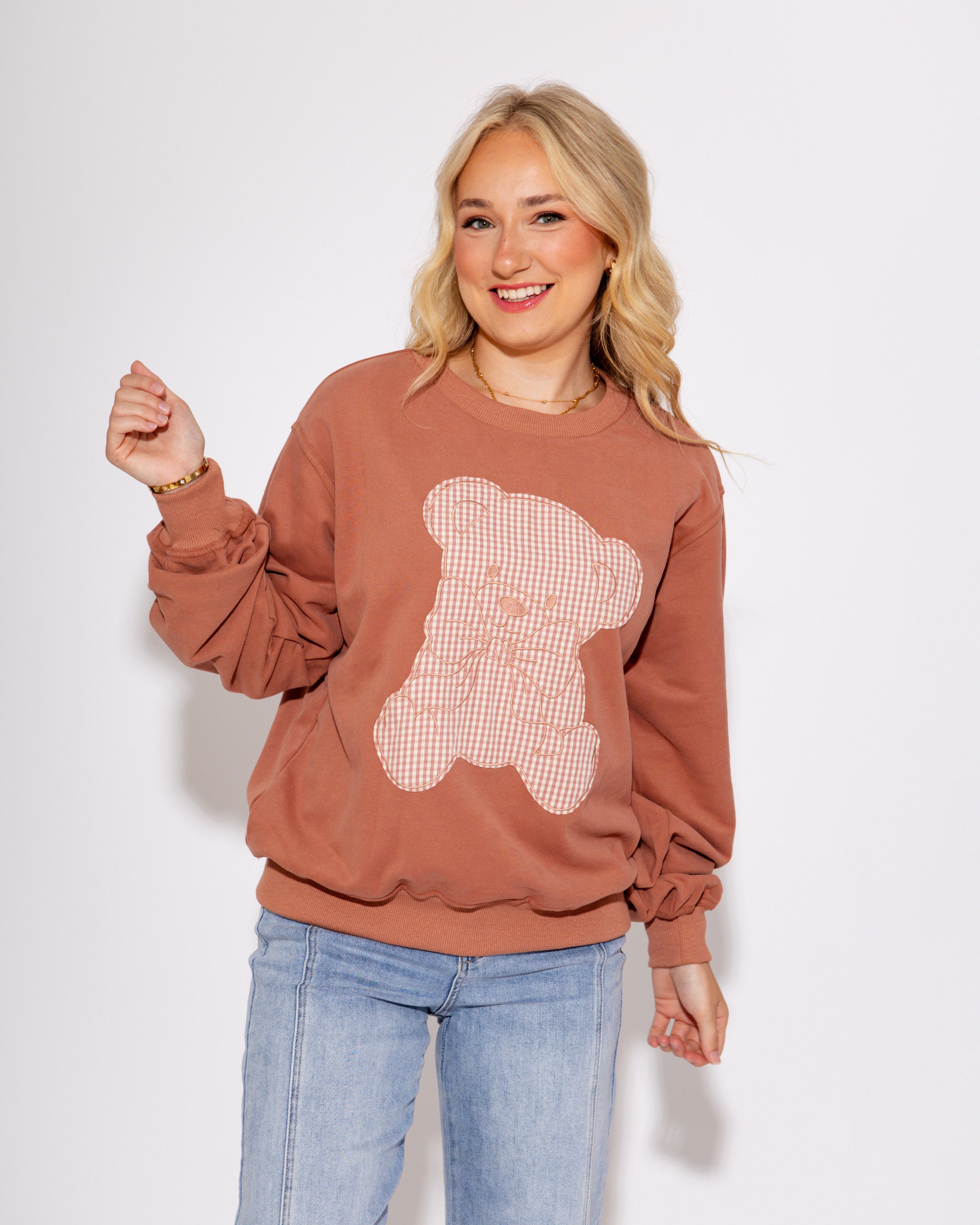 Gingham Teddy Sweatshirt