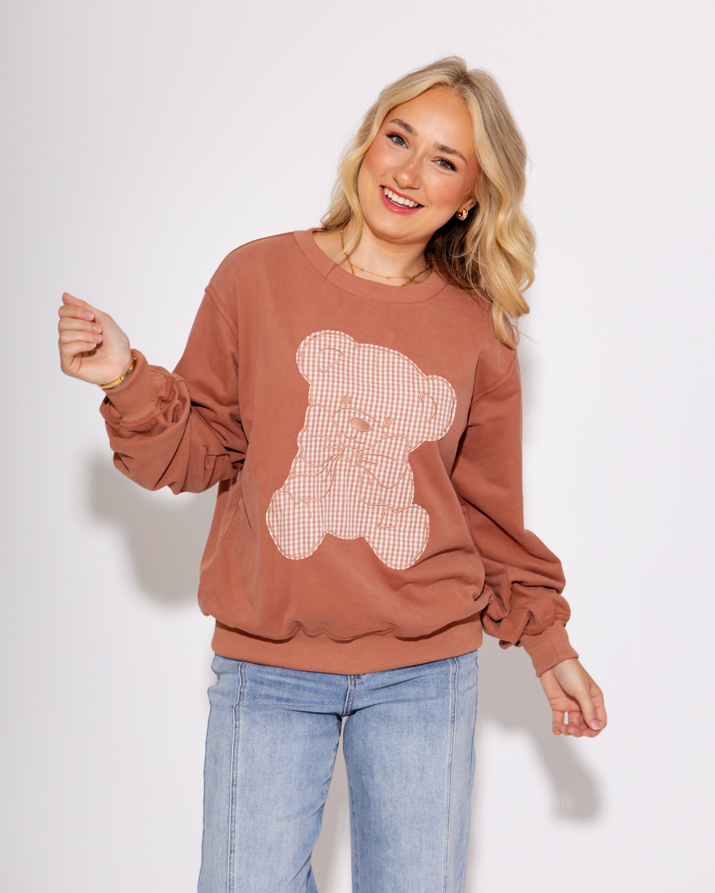 Gingham Teddy Sweatshirt