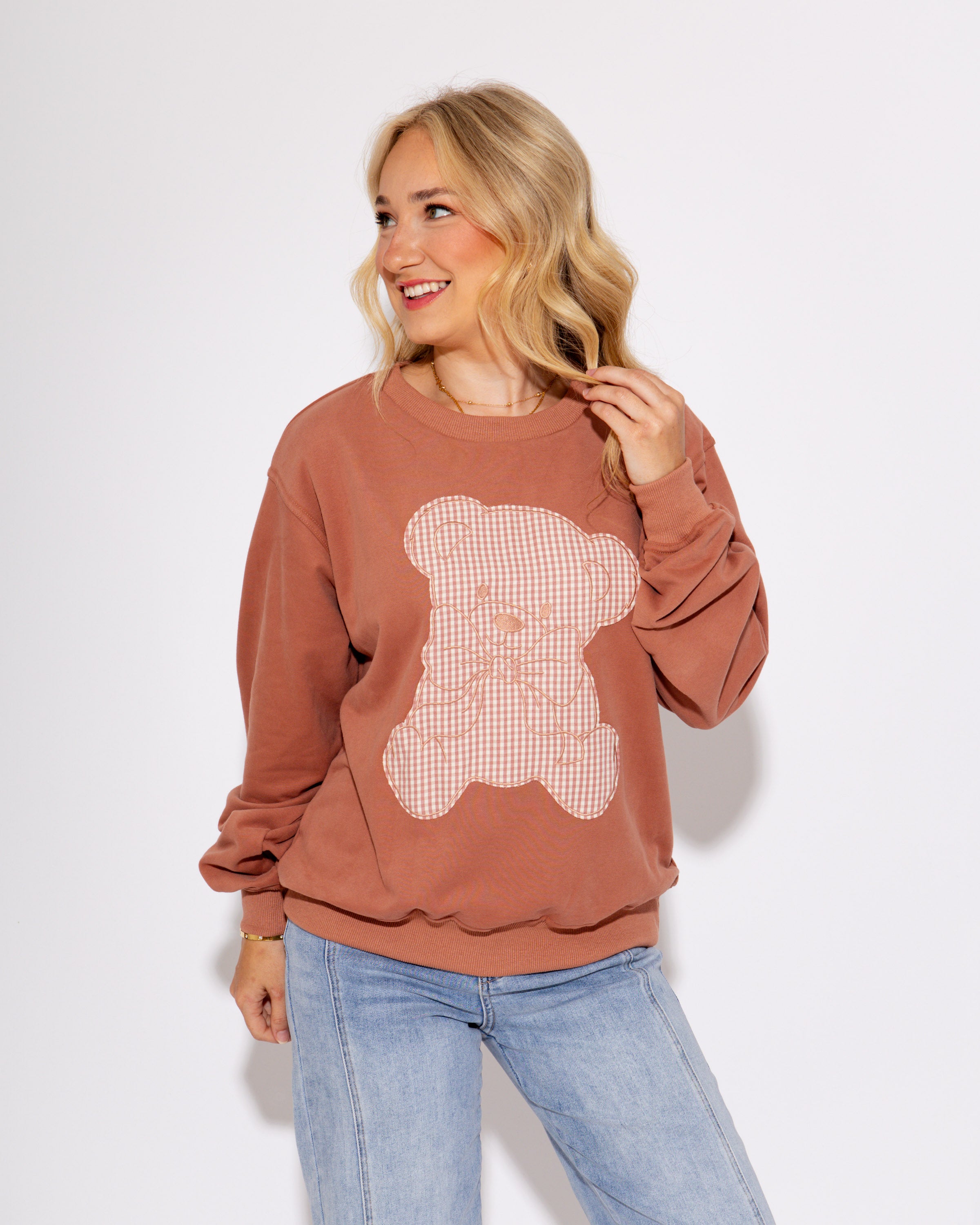 Gingham Teddy Sweatshirt