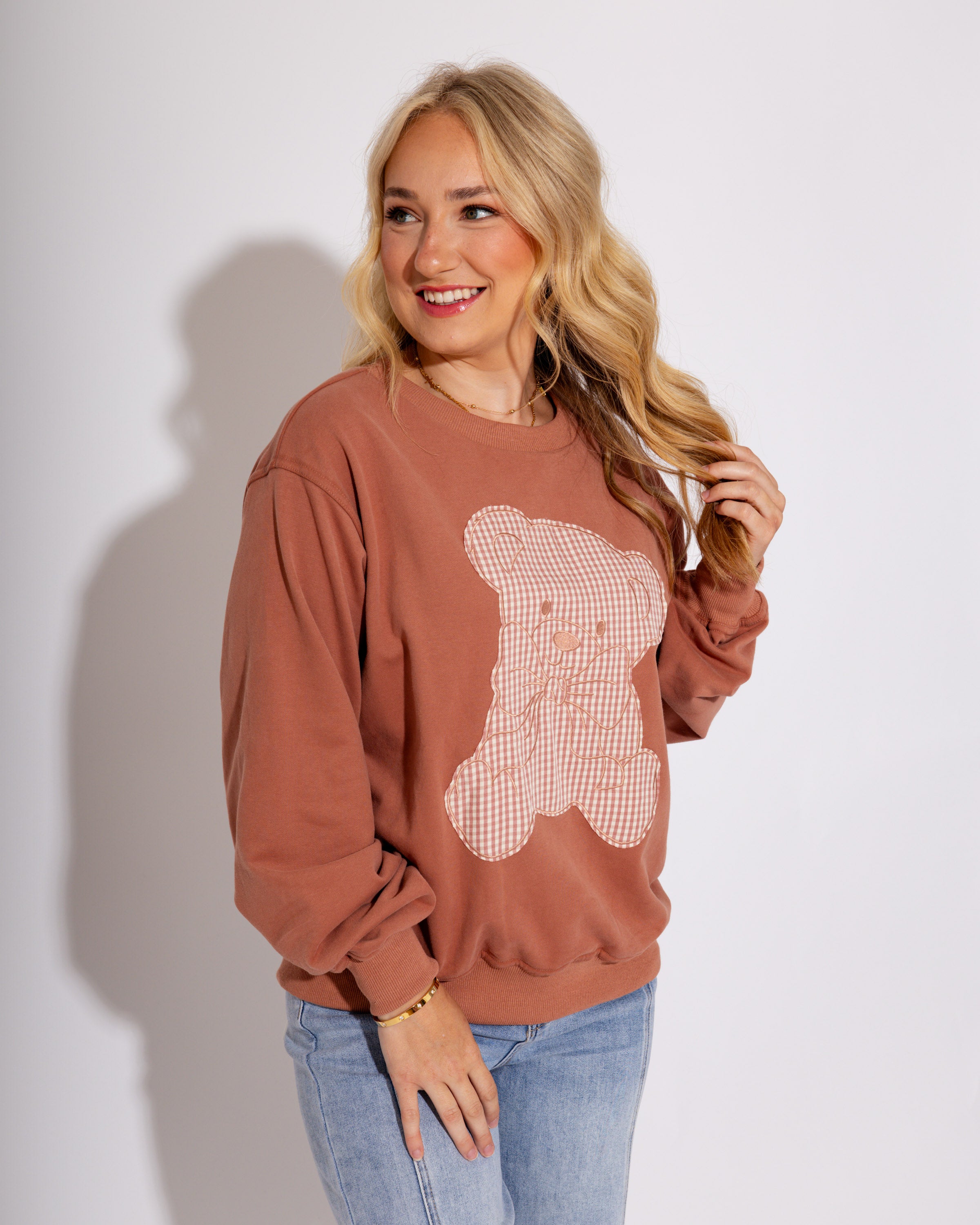 Gingham Teddy Sweatshirt
