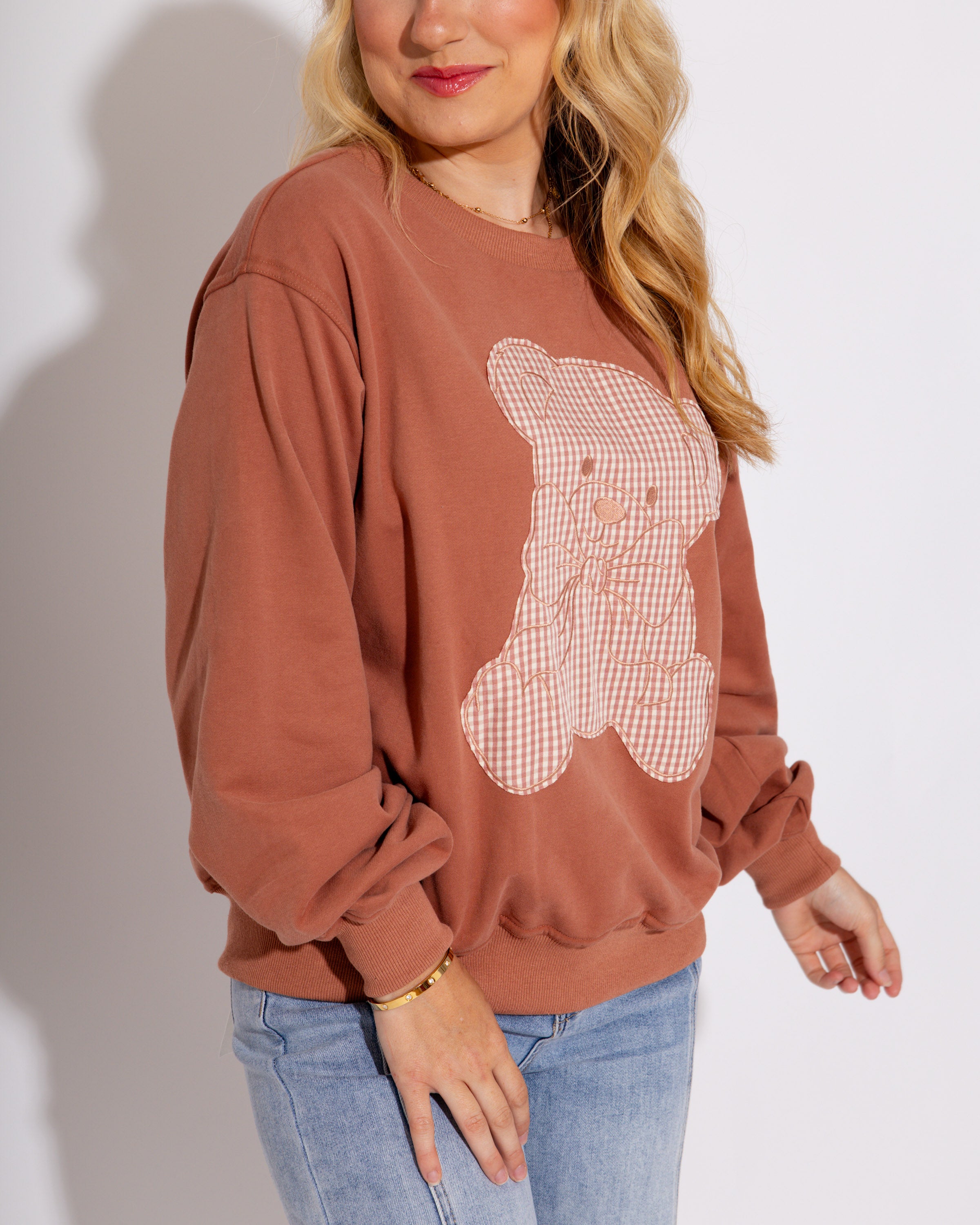 Gingham Teddy Sweatshirt