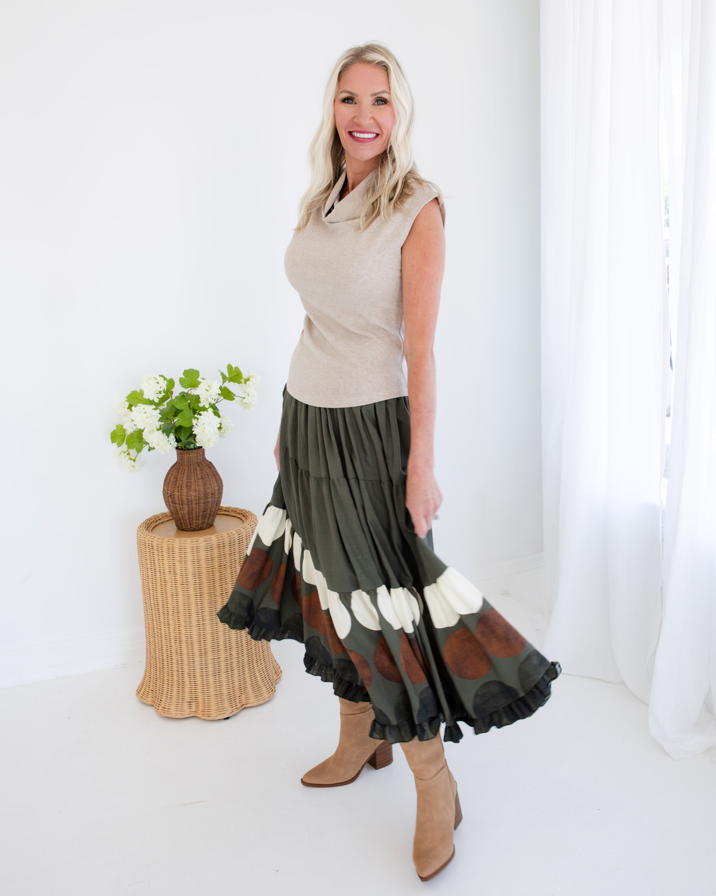 Dot Border Maxi Skirt