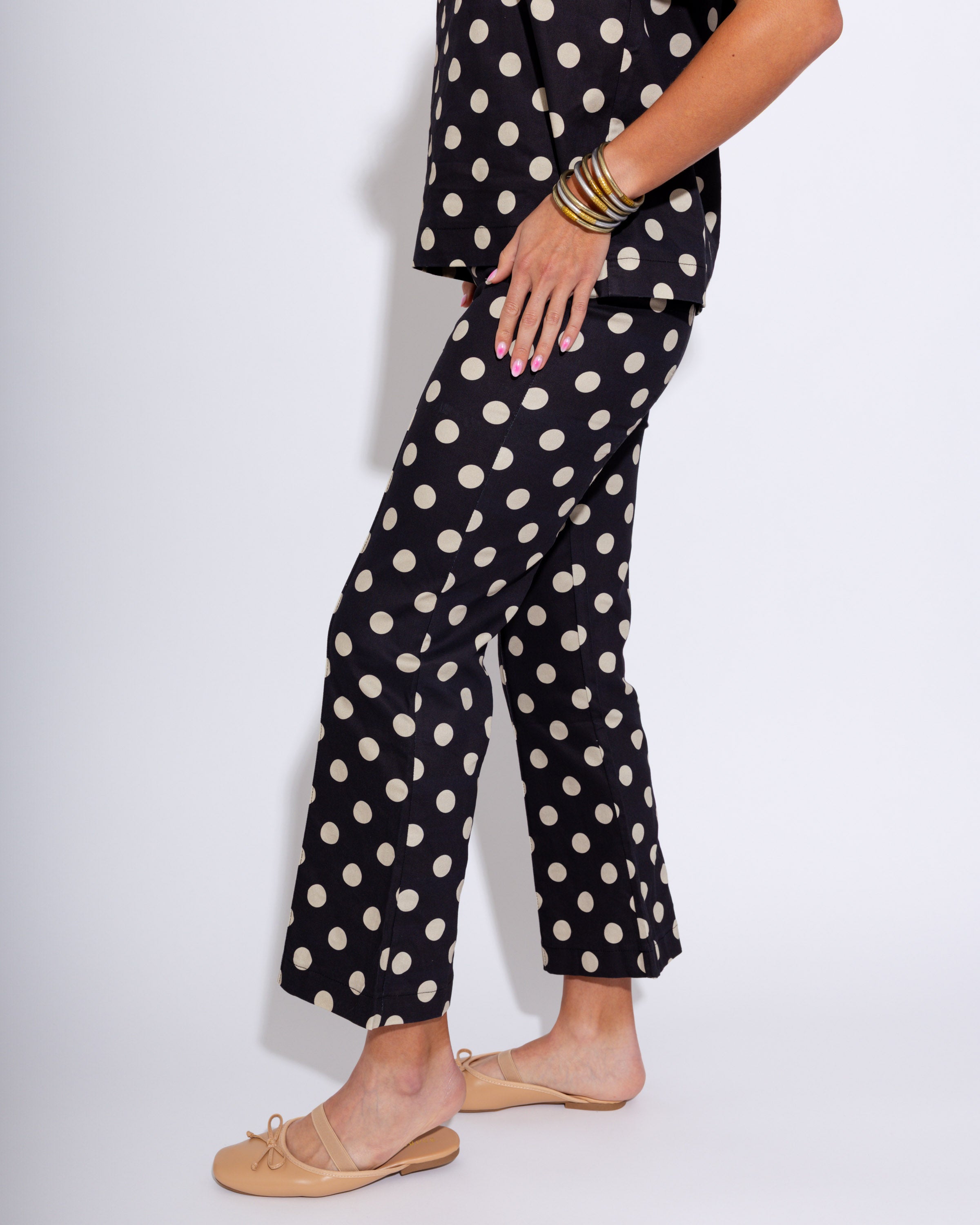 Polka Dot Ruffle Top & Flare Pants Set