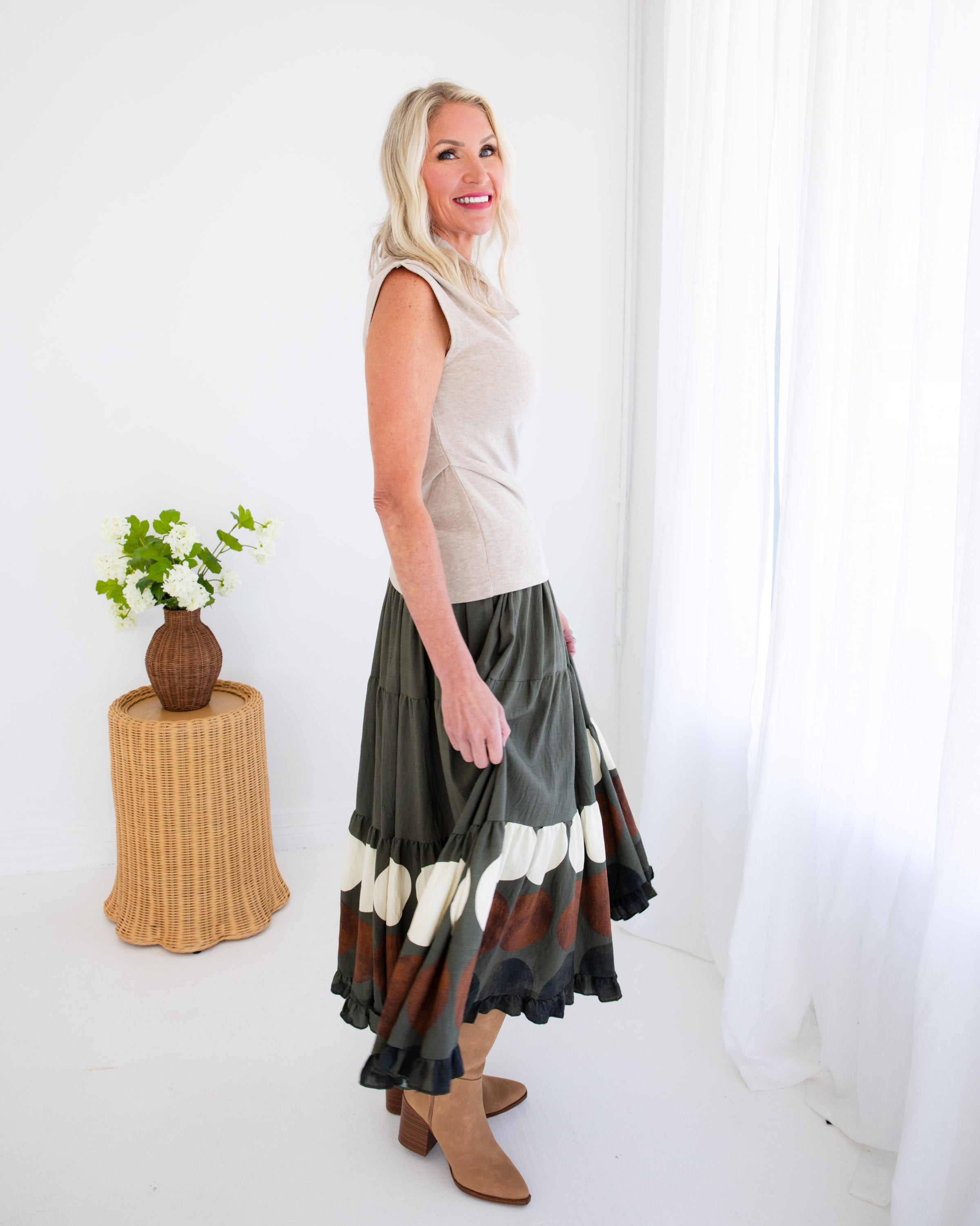 Dot Border Maxi Skirt