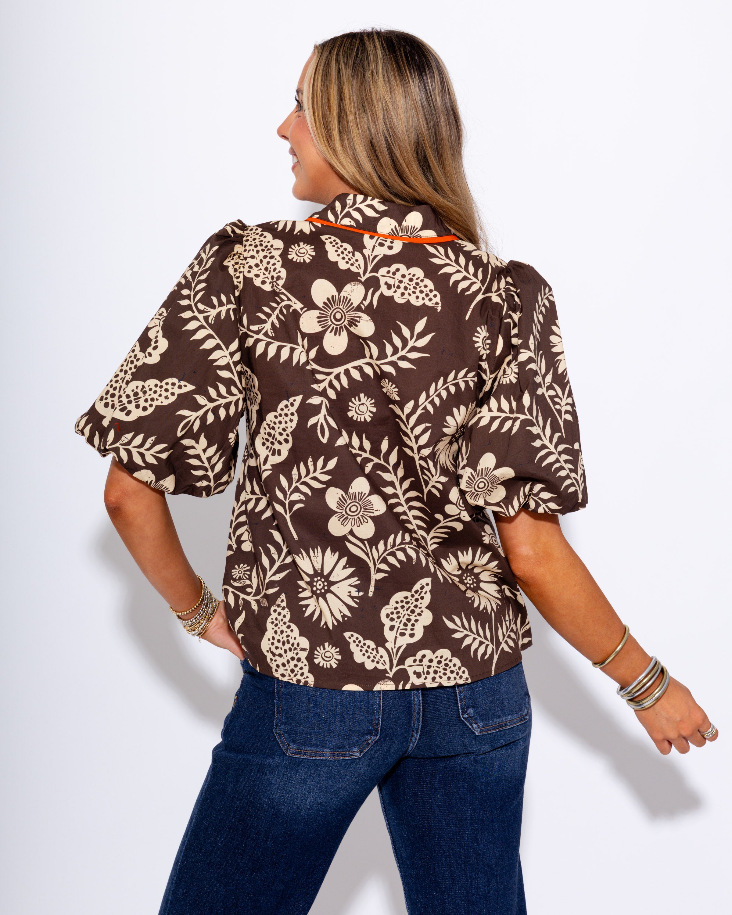 Fall Floral Button Up Top