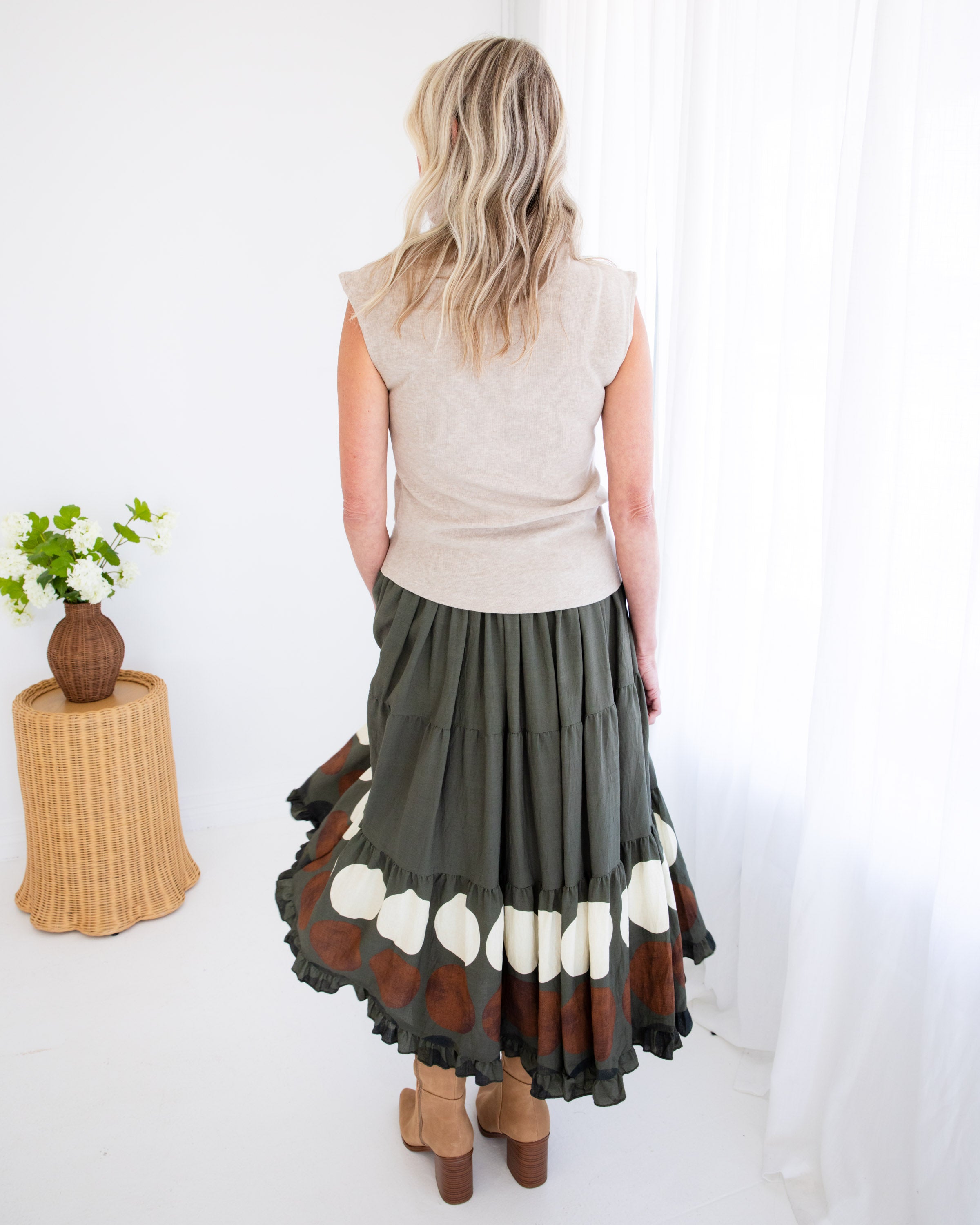 Asymmetric Drape Top in Taupe
