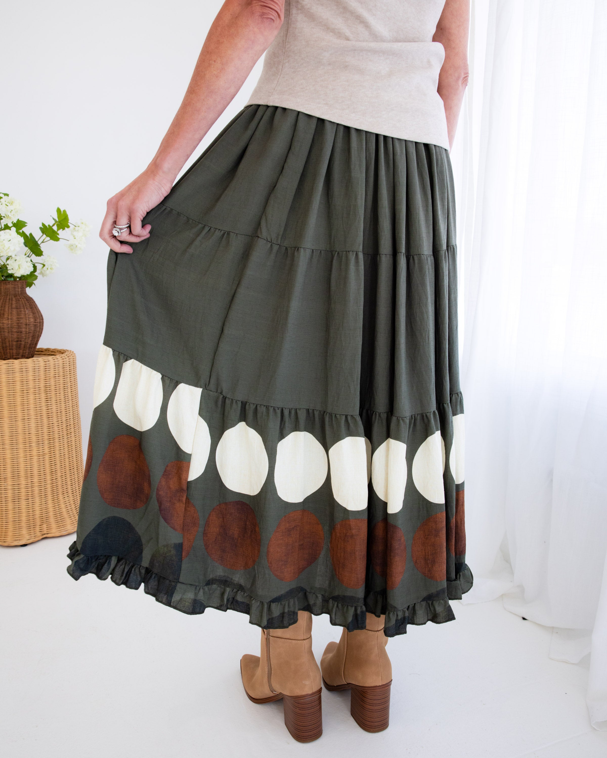 Dot Border Maxi Skirt