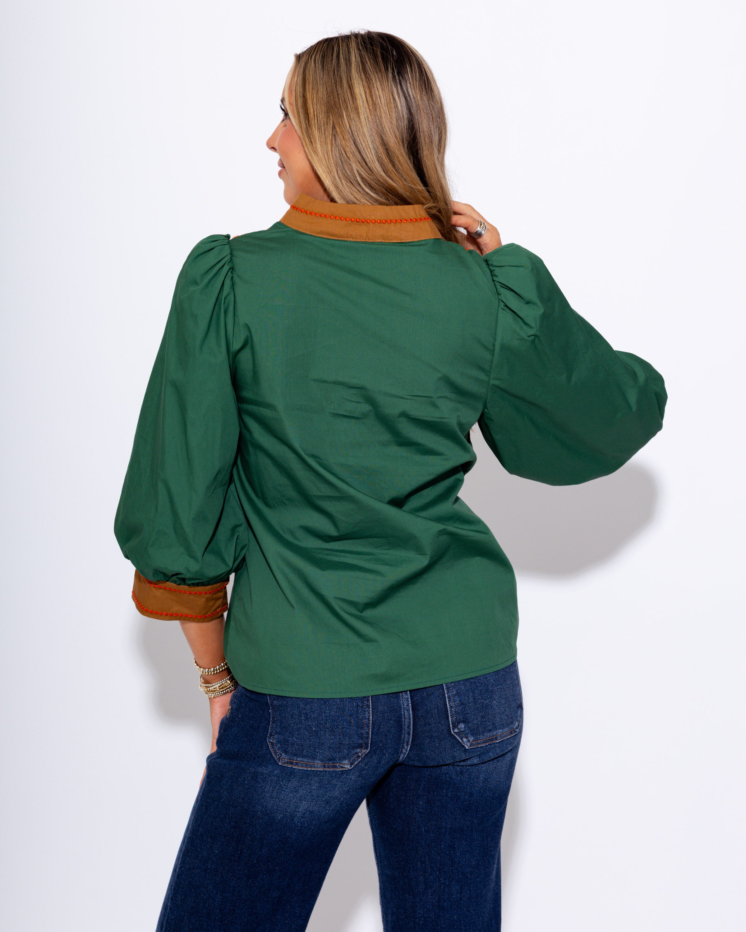Color Block Embroidered Top