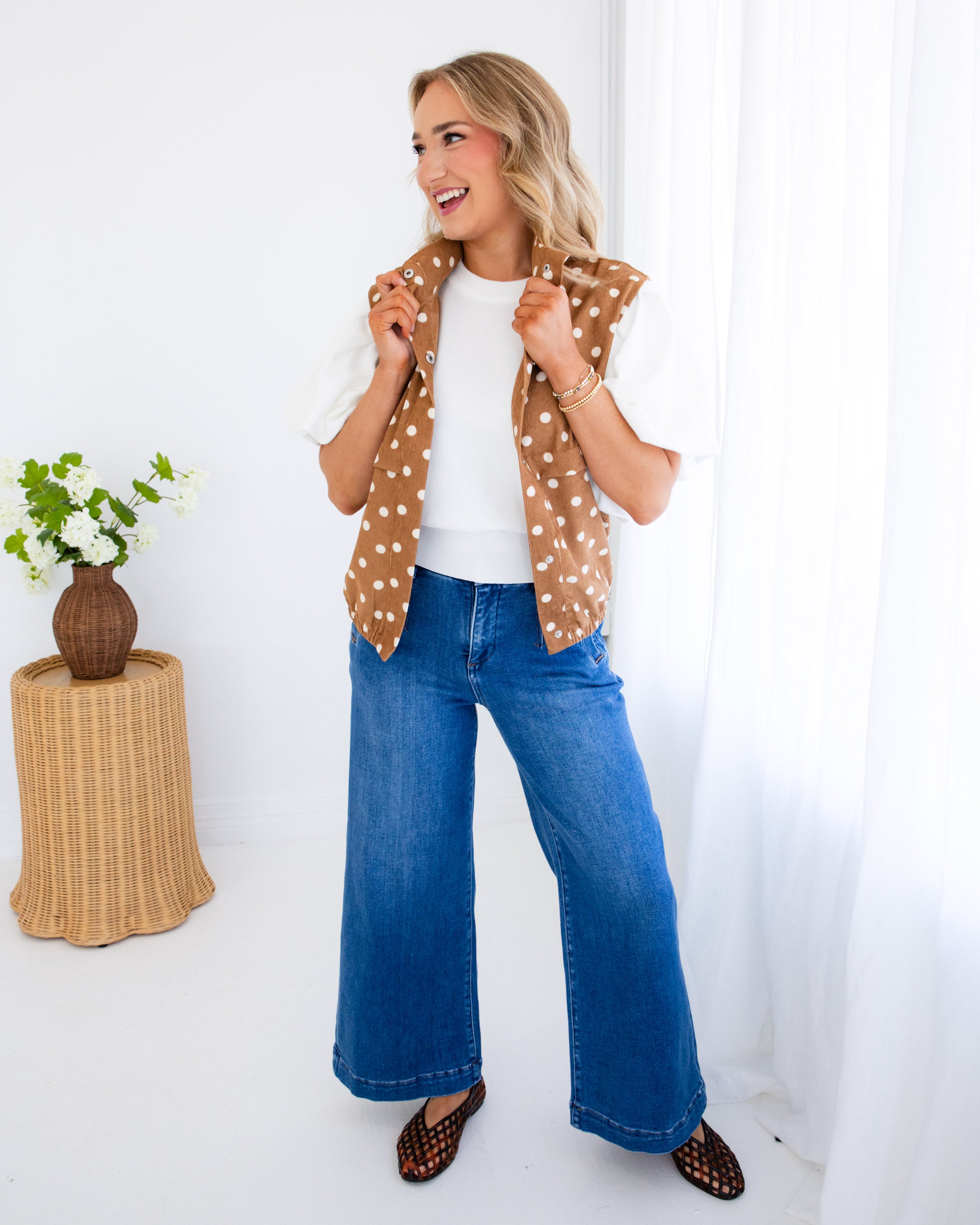 Polka Dot High Neck Utility Vest