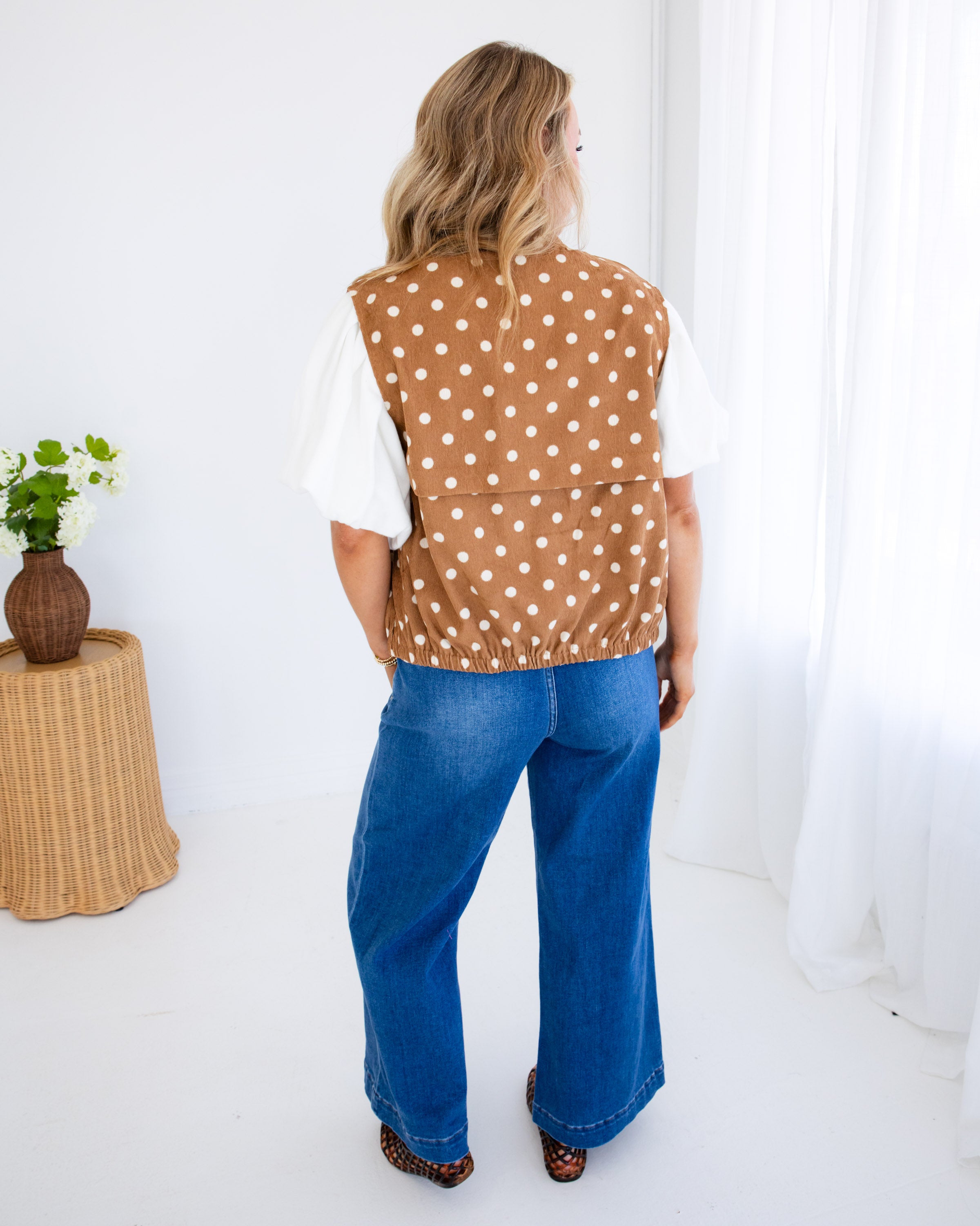 Polka Dot High Neck Utility Vest
