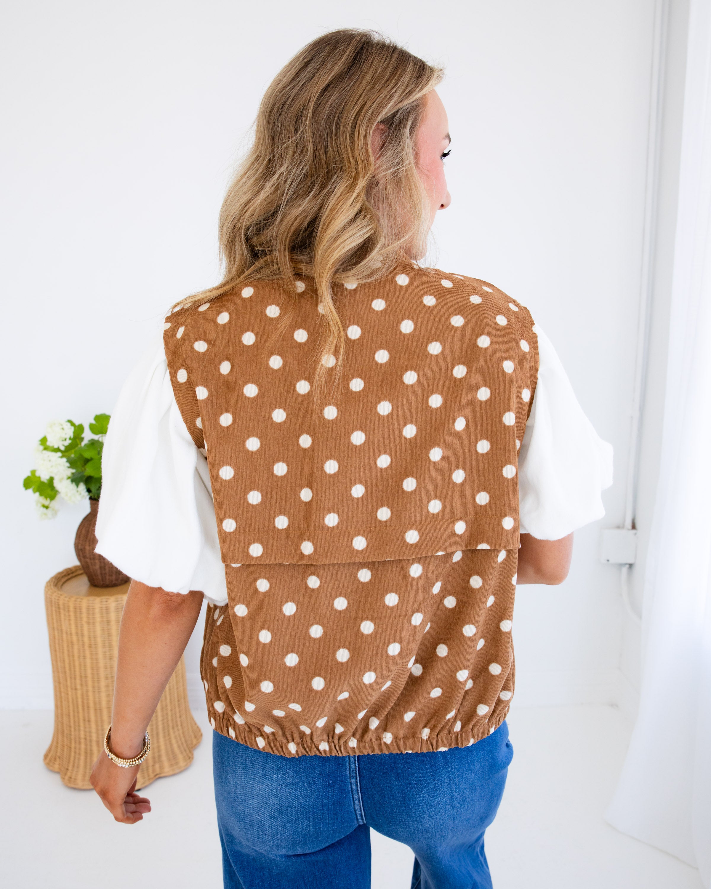 Polka Dot High Neck Utility Vest
