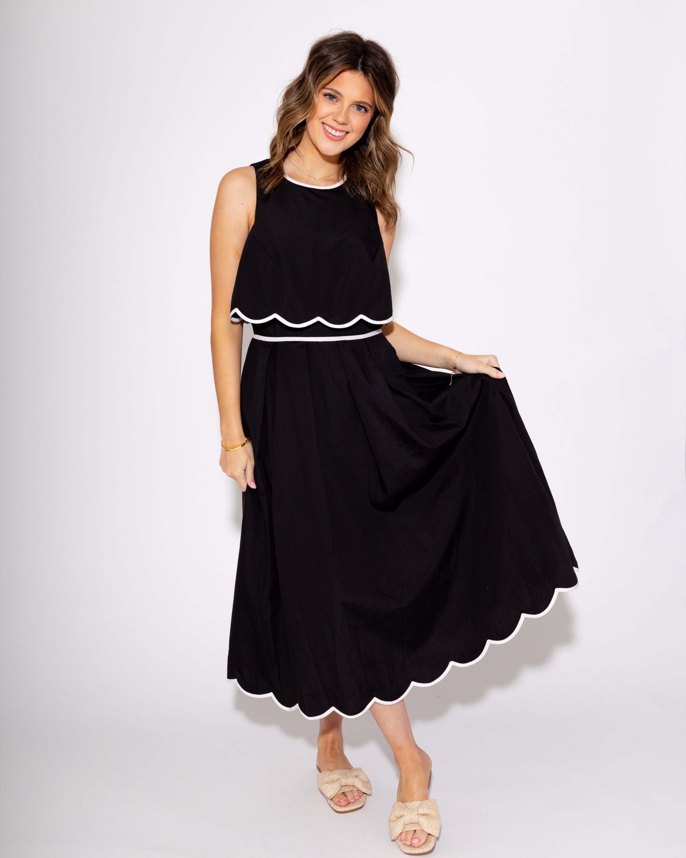 Black Scalloped Serenade Dress